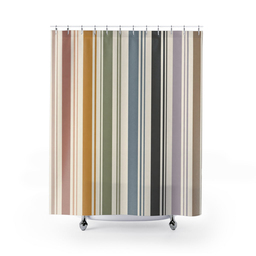 Thin Multicolor Vertical Stripe Shower Curtain