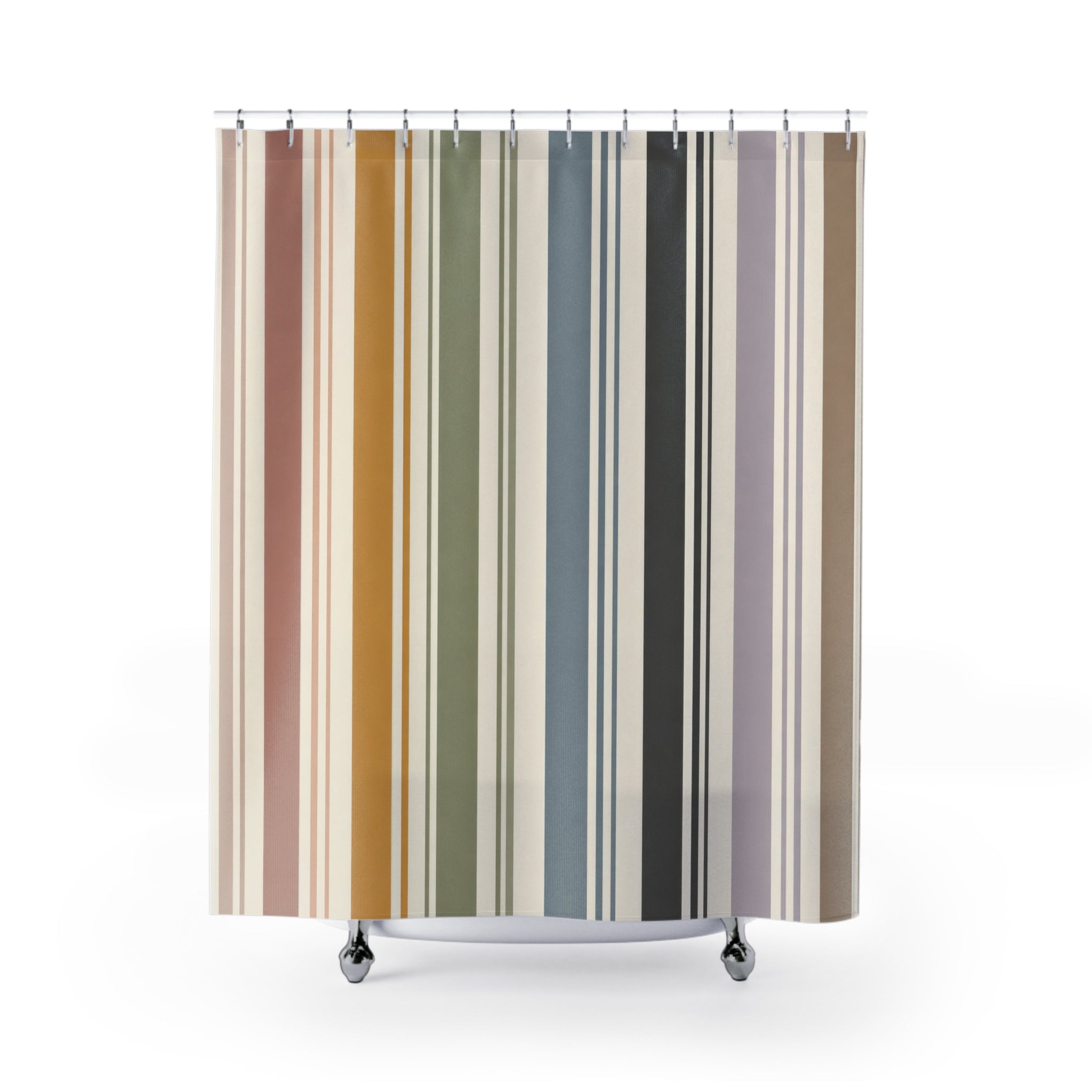 Thin Multicolor Vertical Stripe Shower Curtain