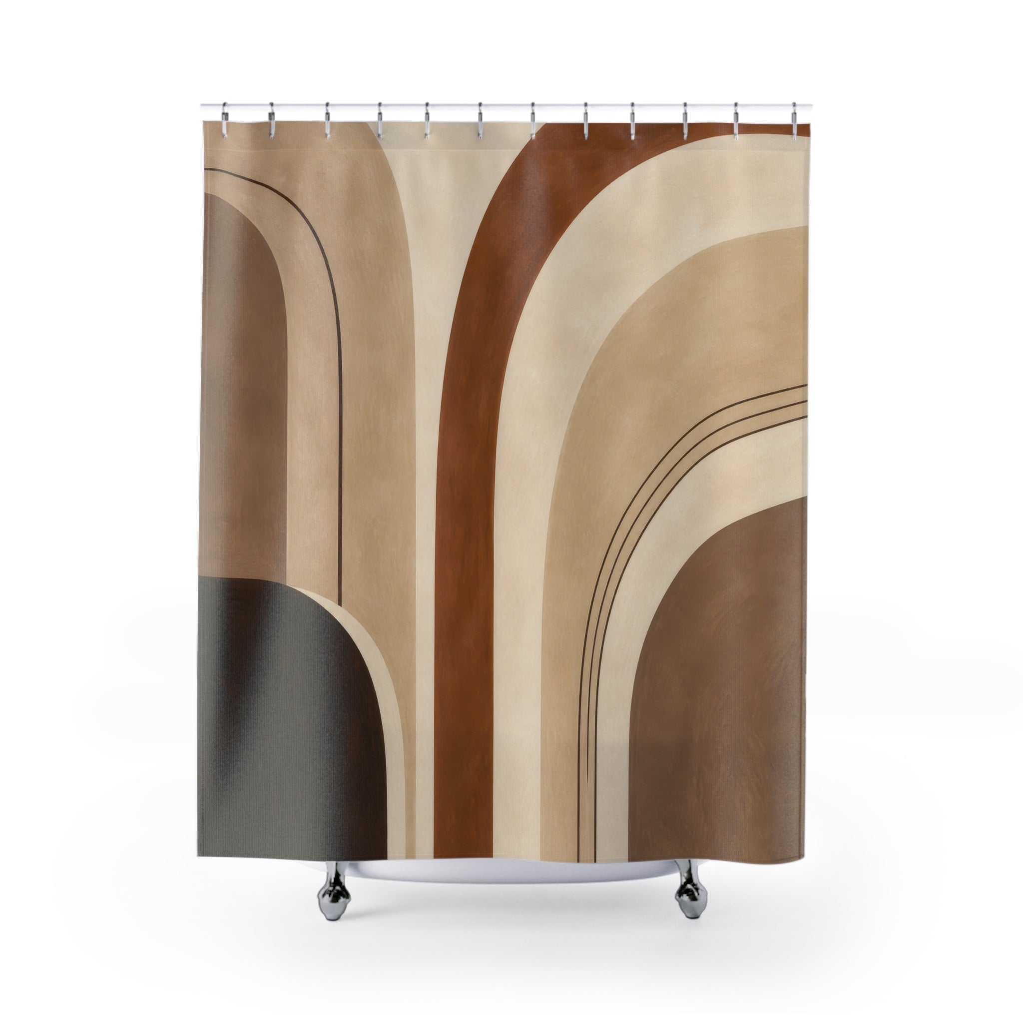 Brown Beige Modern Arch Shower Curtain