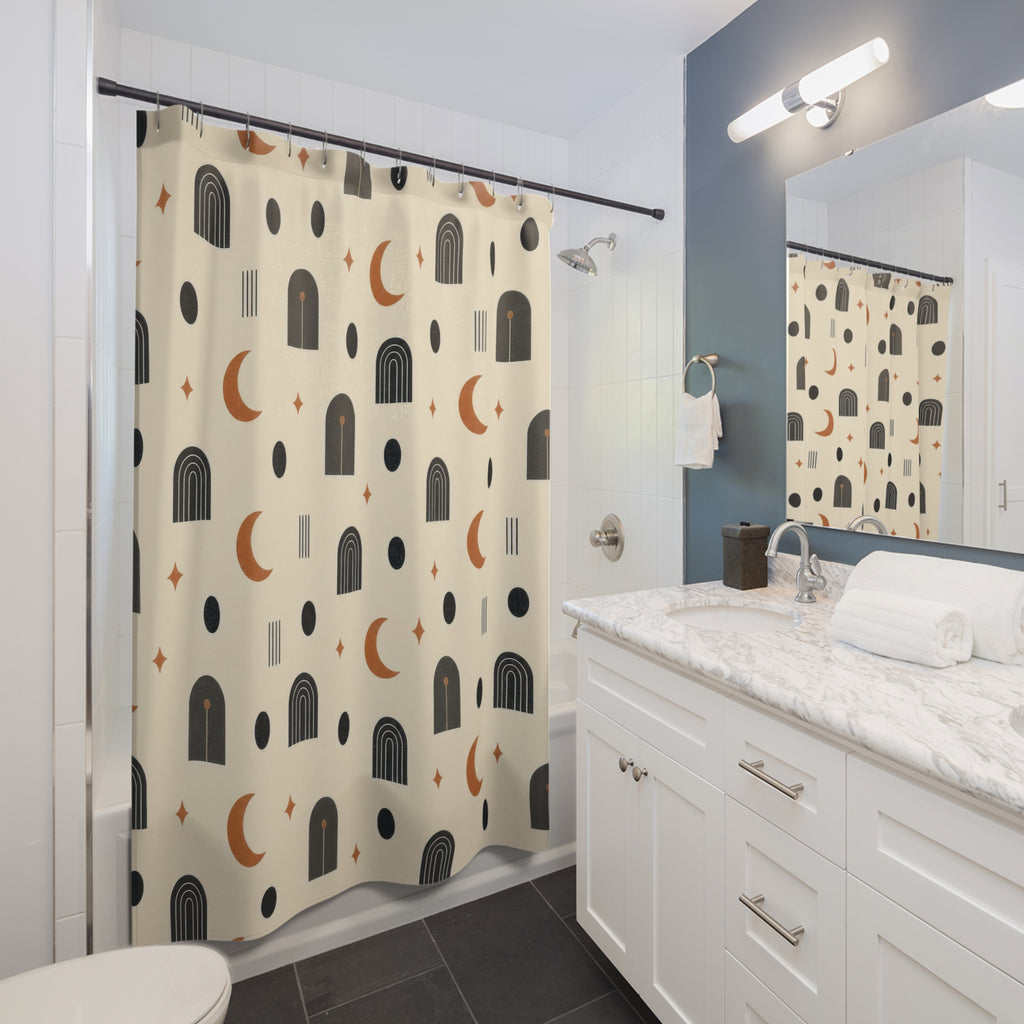Black Copper Geometric Shower Curtain