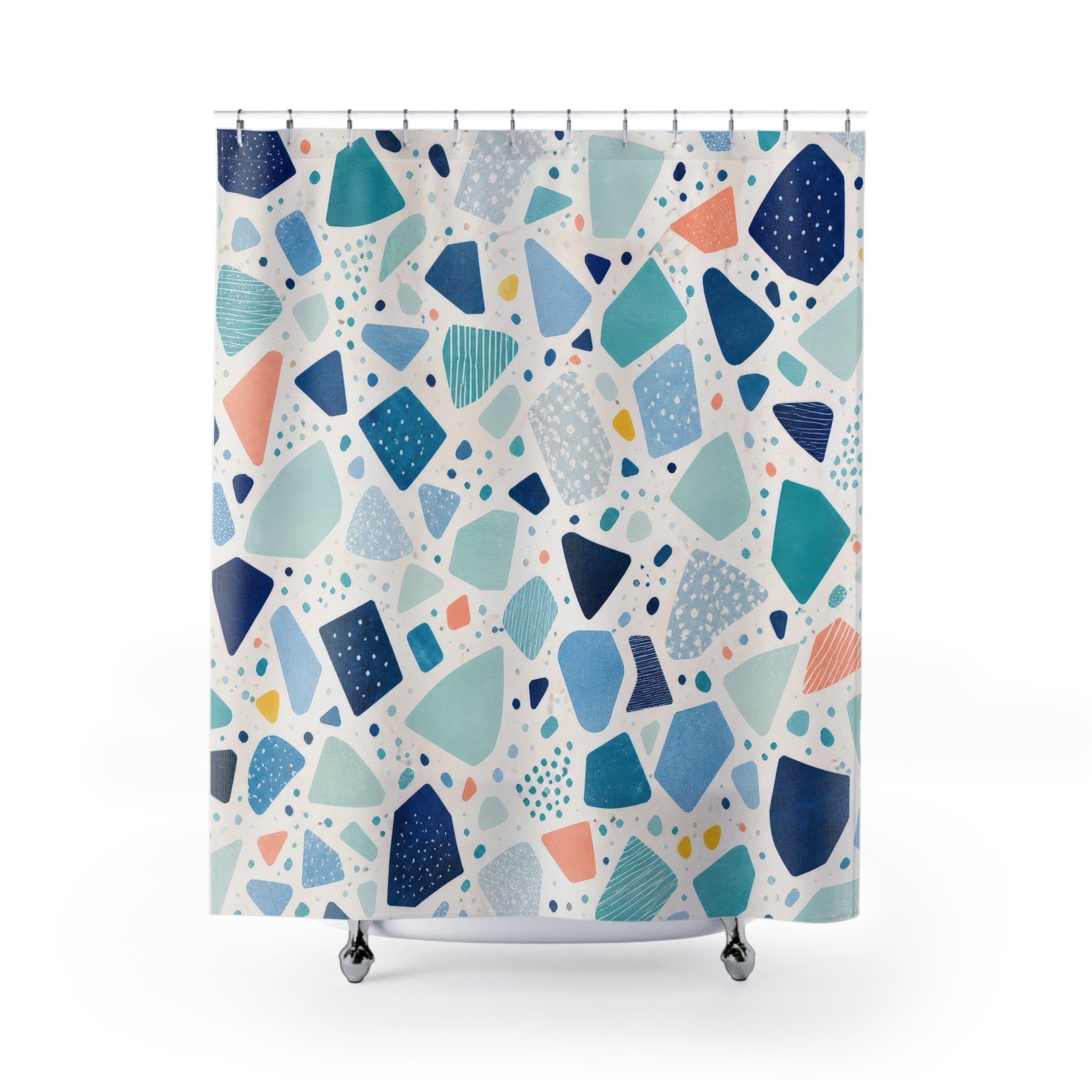 Blue Navy Mosaic Shower Curtain
