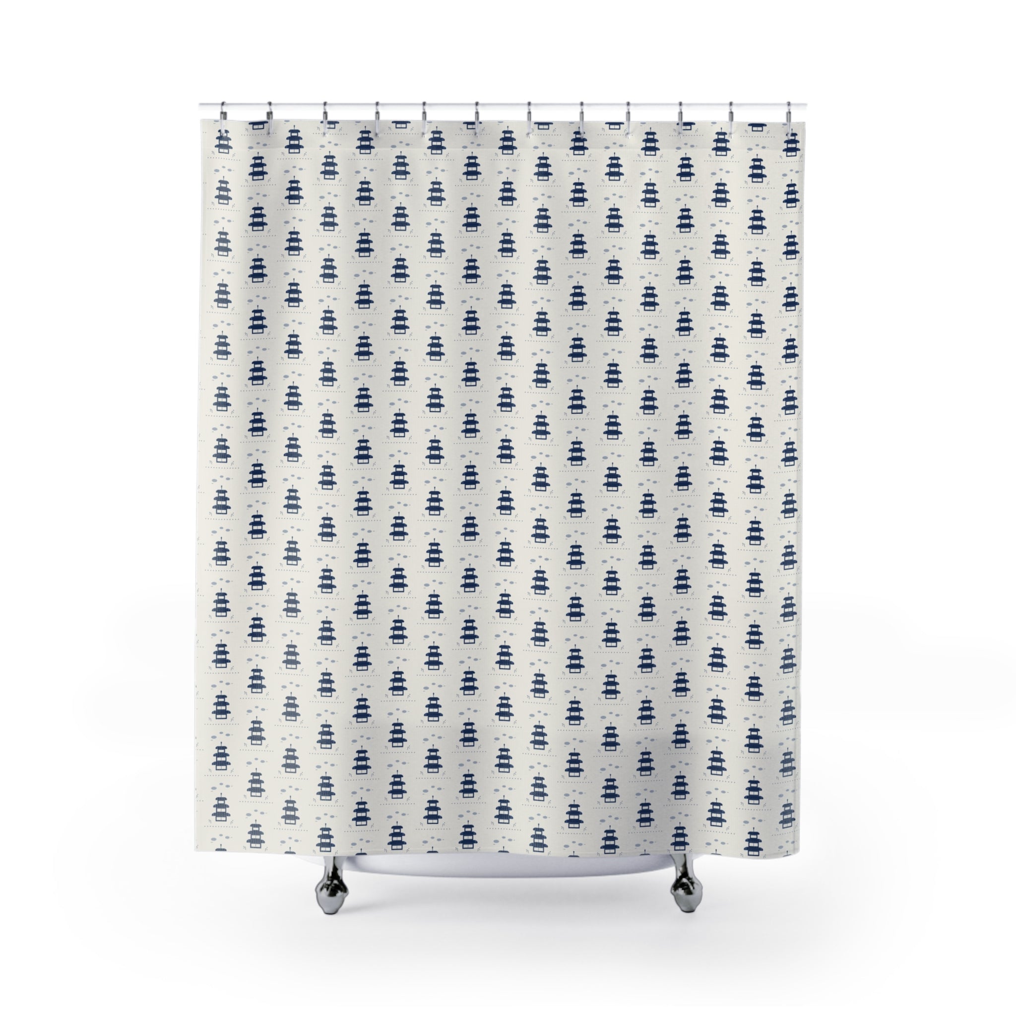 Blue & White Pagoda Shower Curtain – Chinoiserie