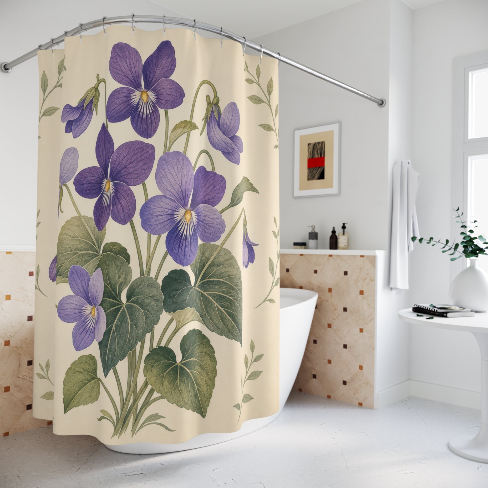 Violet Flower Purple Floral Shower Curtain