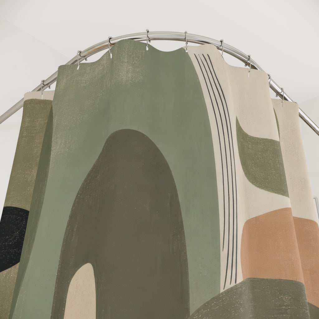 Sage Green Organic Arches Shower Curtain