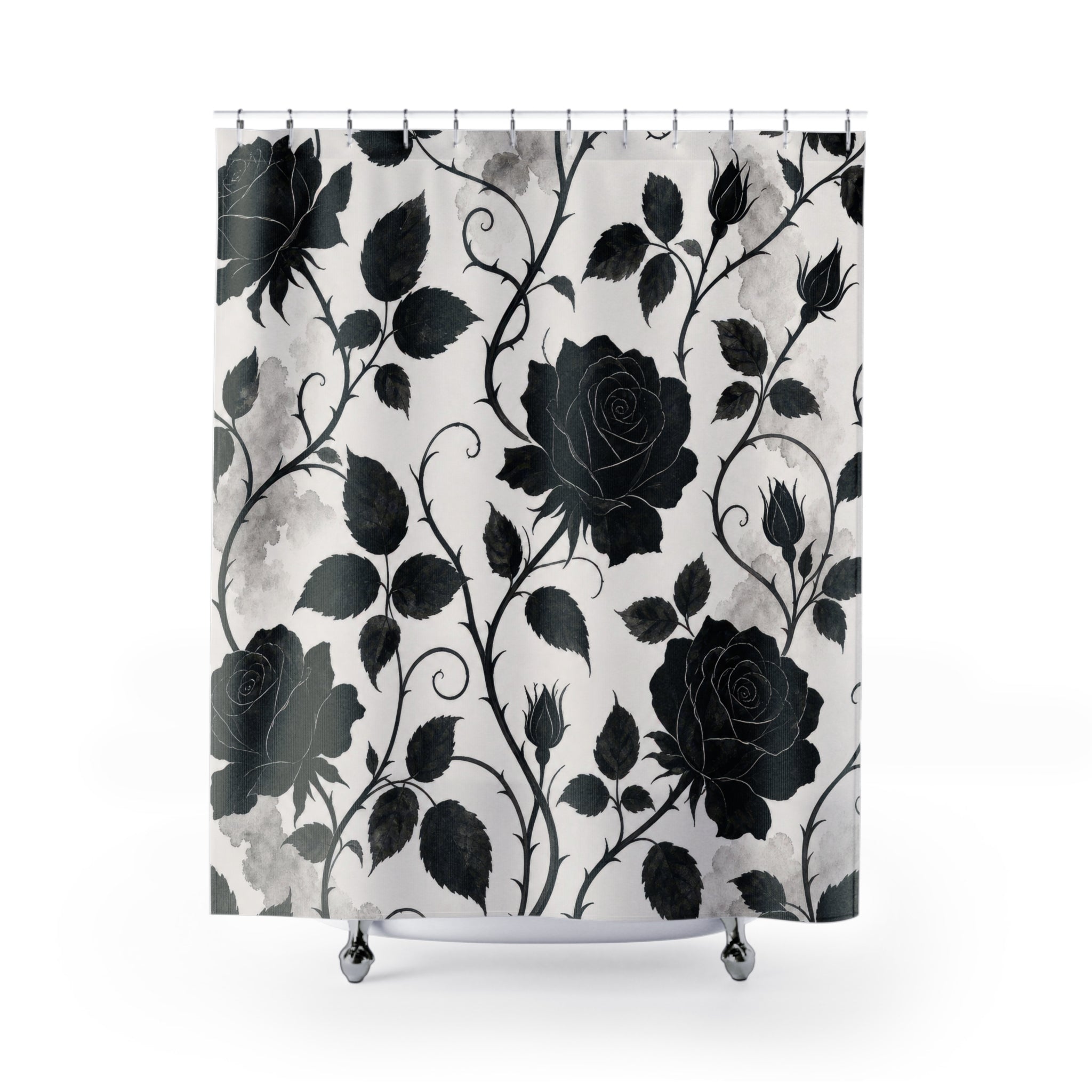 White Floral Vine Shower Curtain