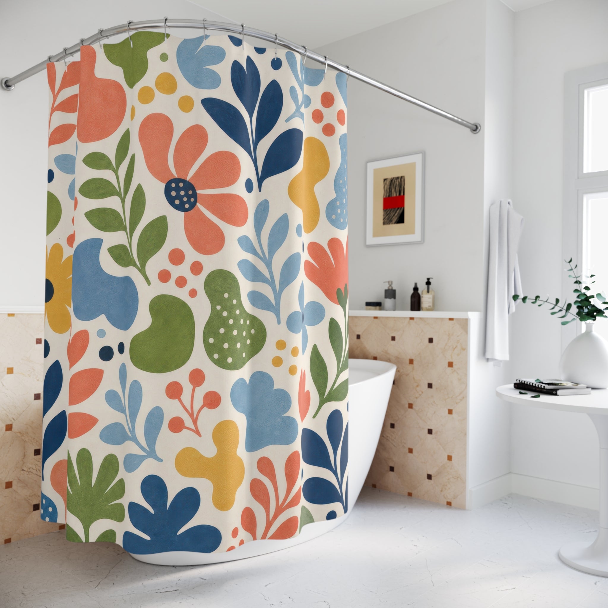 Bright Folk Flower Floral Shower Curtain