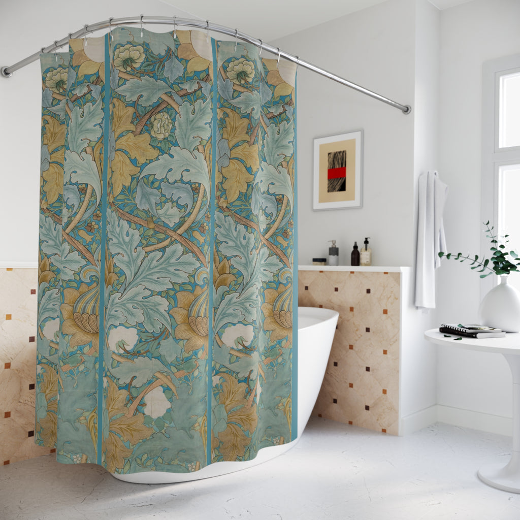Morris St James Shower Curtain – Tiled Blue & Gold
