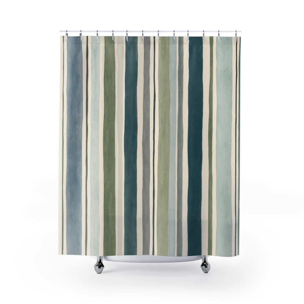 Watercolor Vertical Stripe Shower Curtain