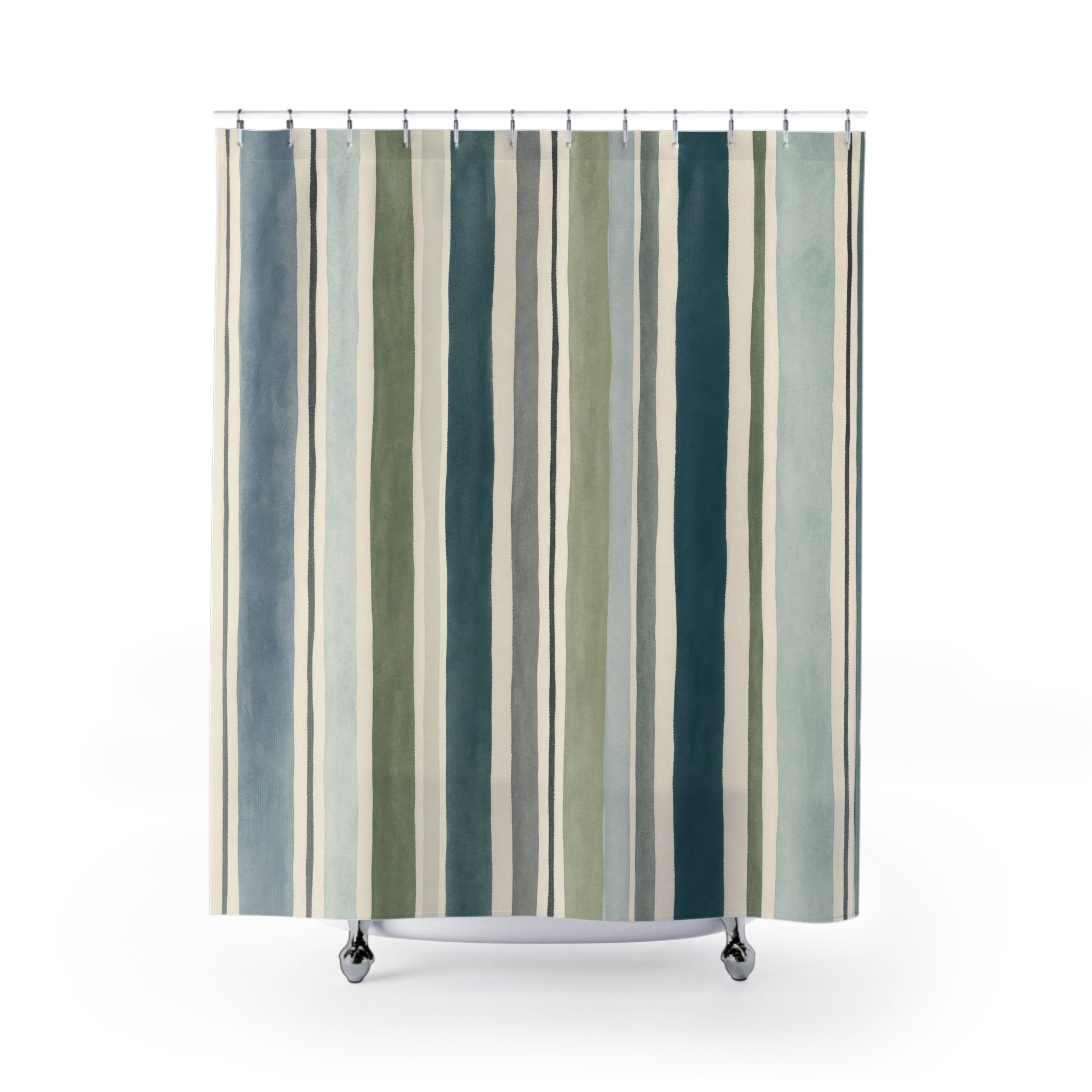 Watercolor Vertical Stripe Shower Curtain