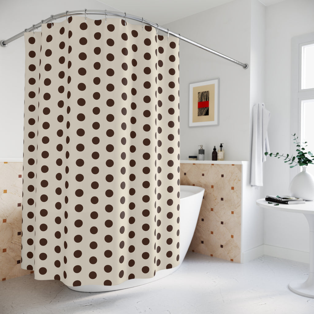Oversized Chocolate Polka Dot Shower Curtain