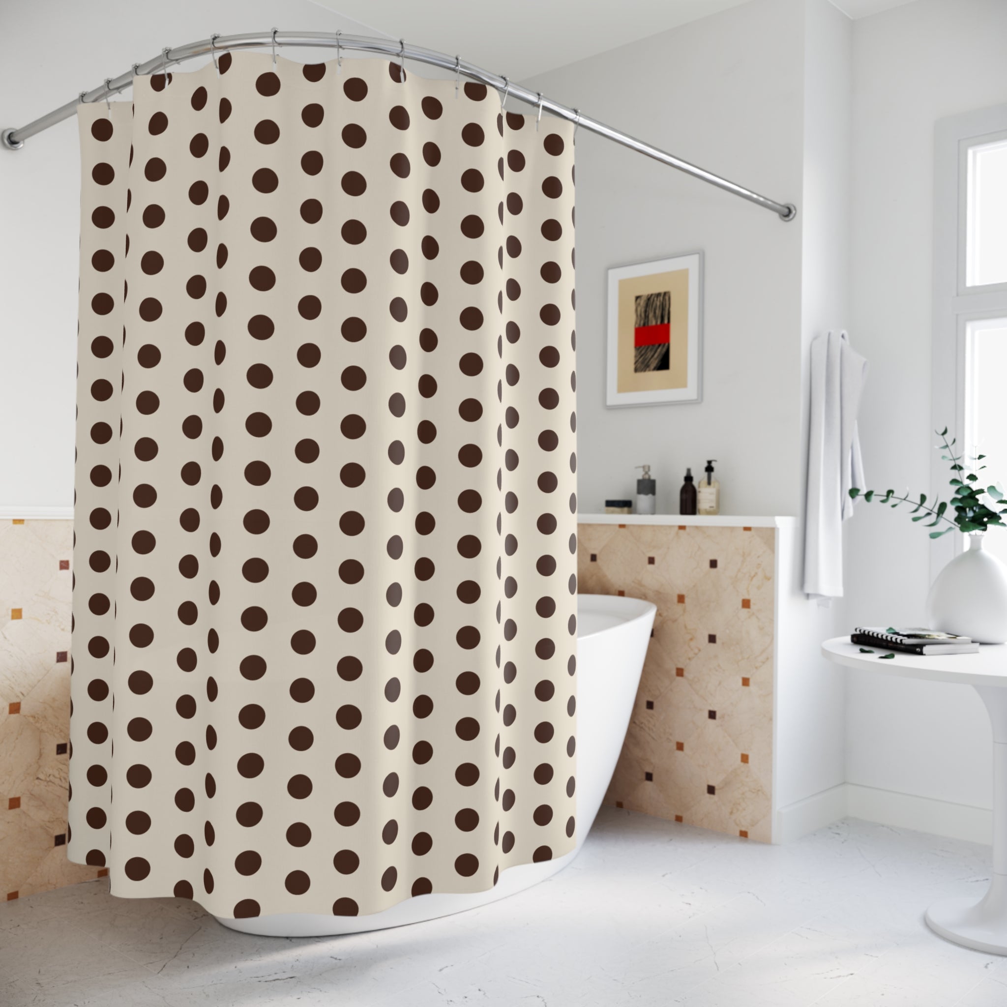 Oversized Chocolate Polka Dot Shower Curtain