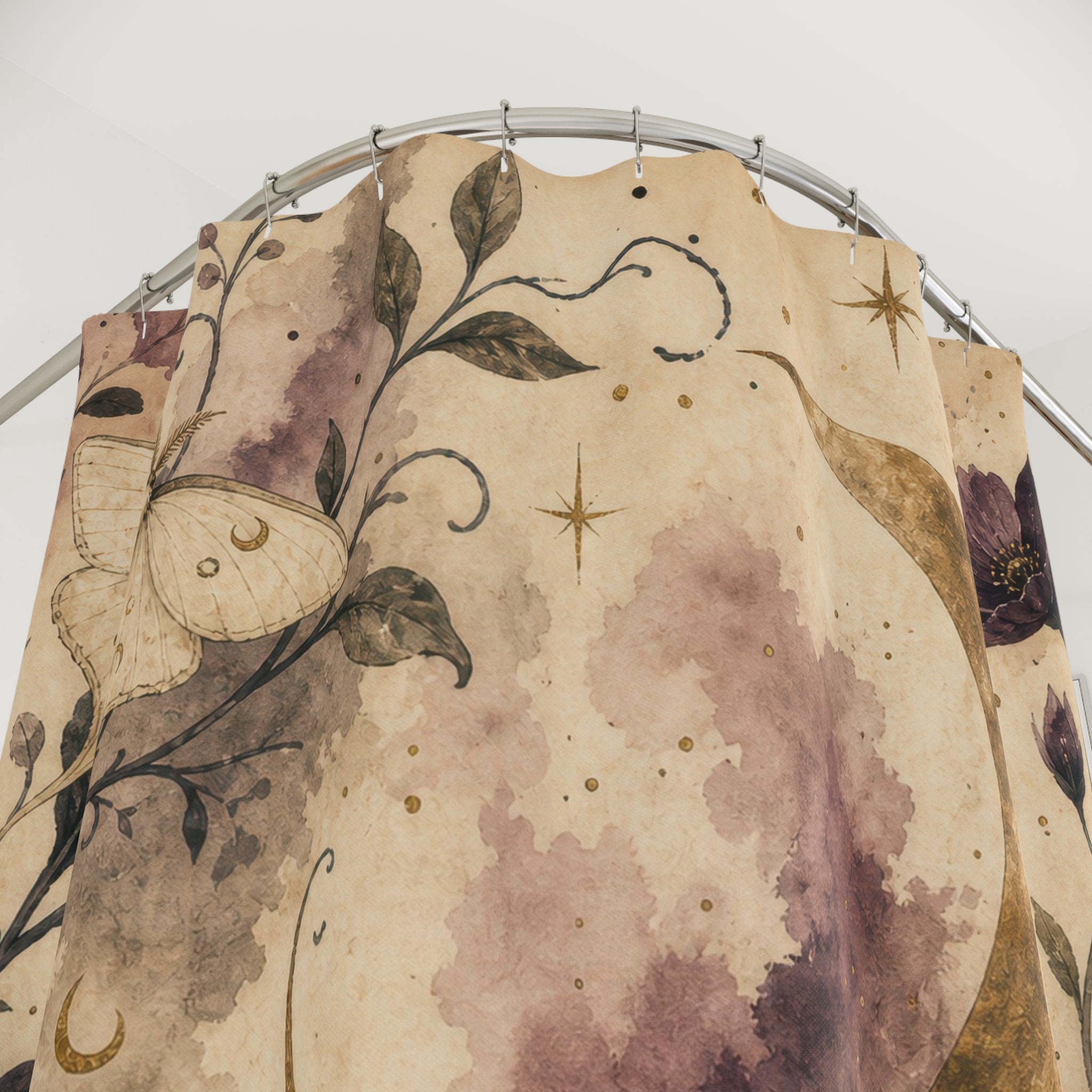 Celestial Floral Moon Shower Curtain