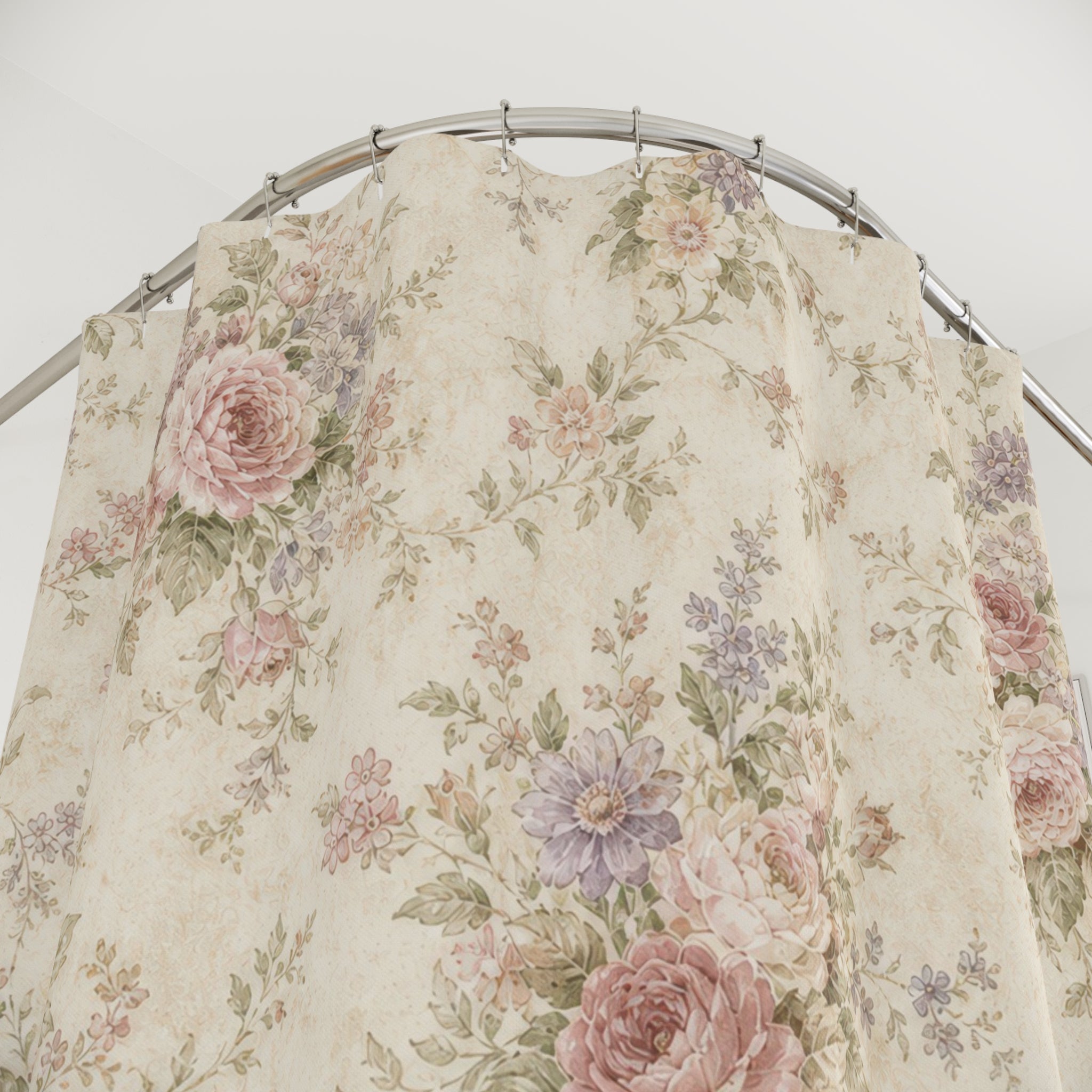 Vintage Floral Rose Cottage Botanical Shower Curtain
