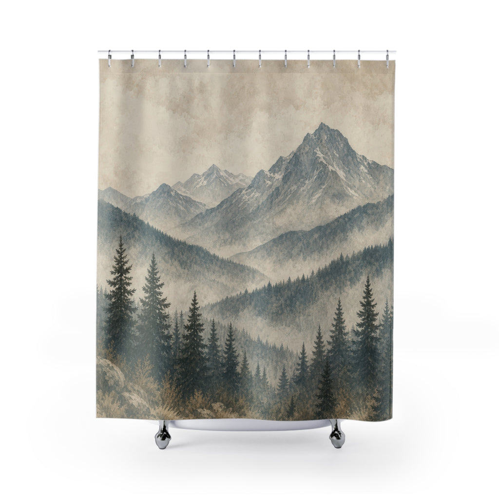 Misty Mountain Forest Shower Curtain
