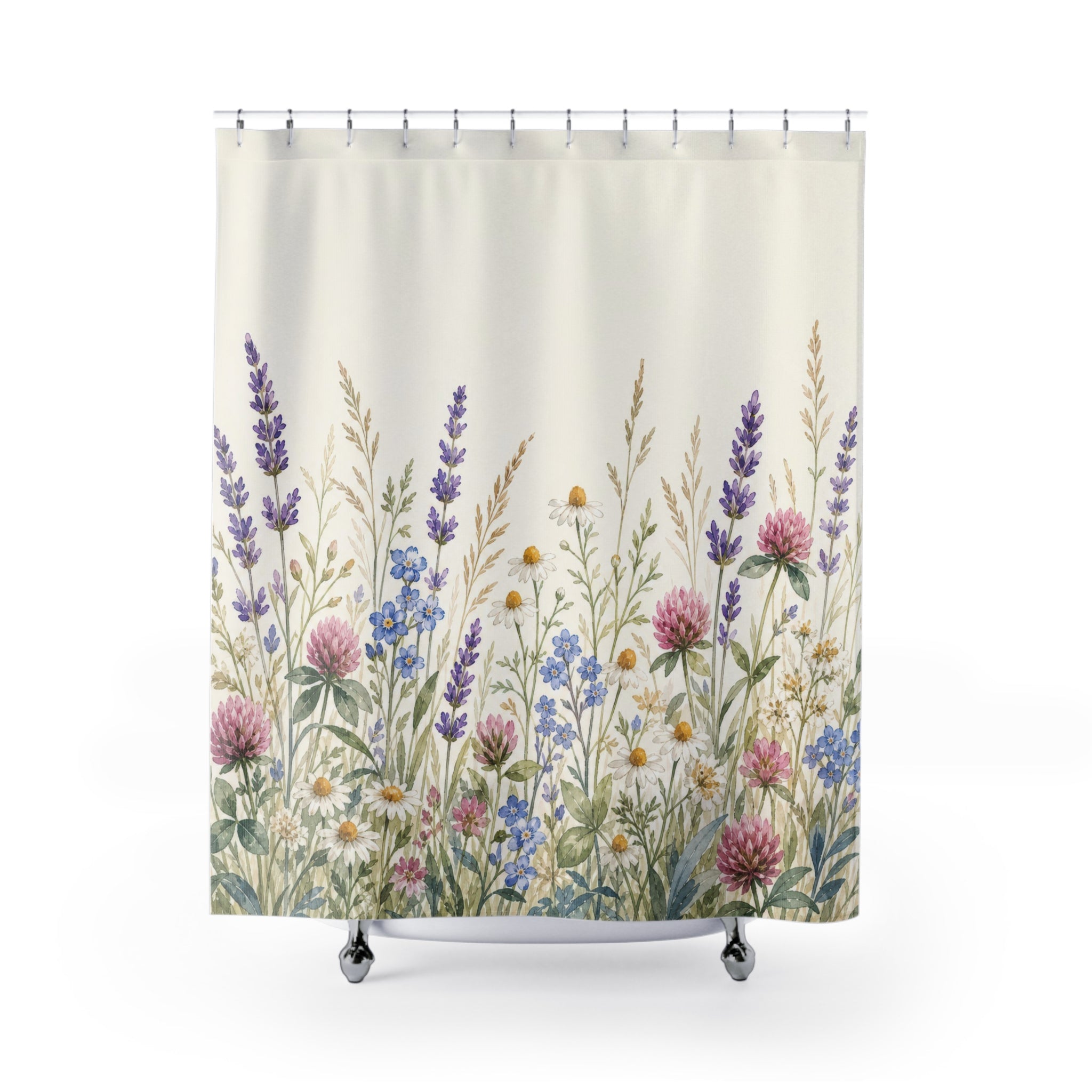 Purple Pink Wildflower Meadow Shower Curtain