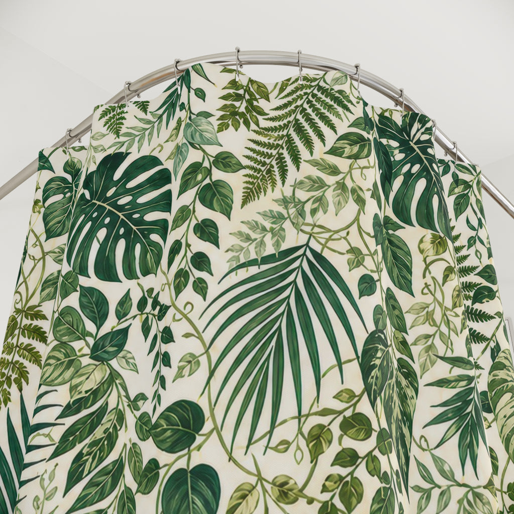 Palm Leaf Tropical Dense Floral Botanical Shower Curtain