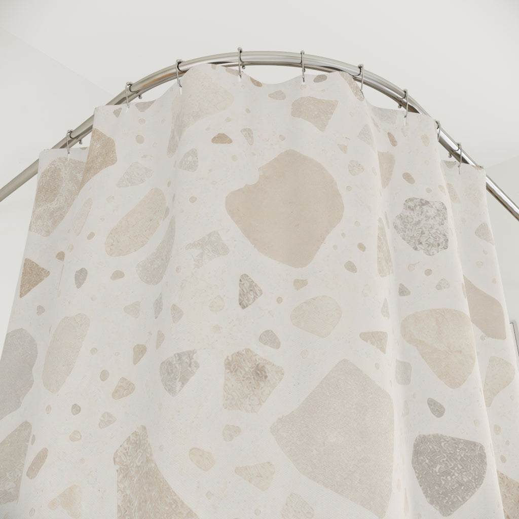 Off White Beige Stone Chip Shower Curtain