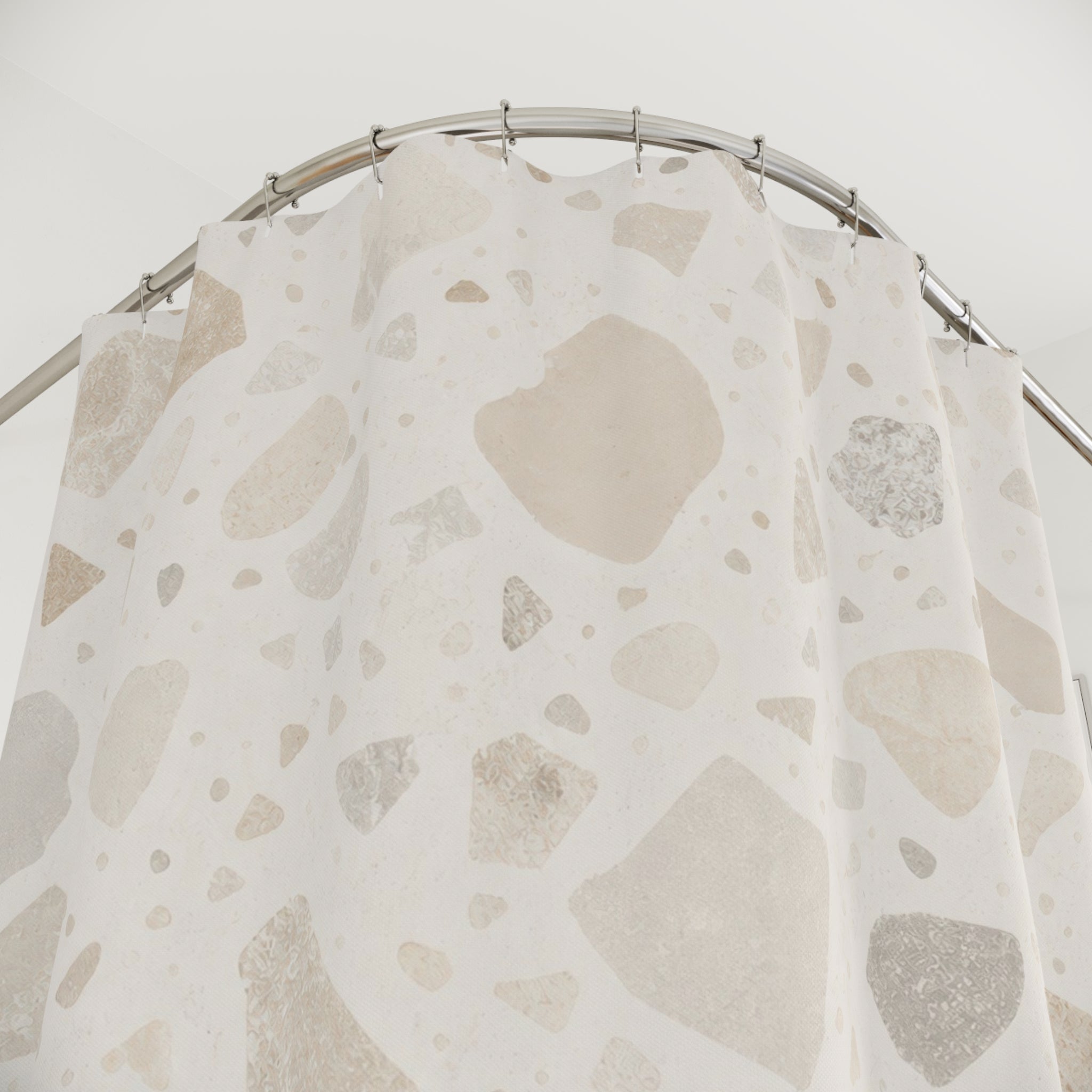 Off White Beige Stone Chip Shower Curtain