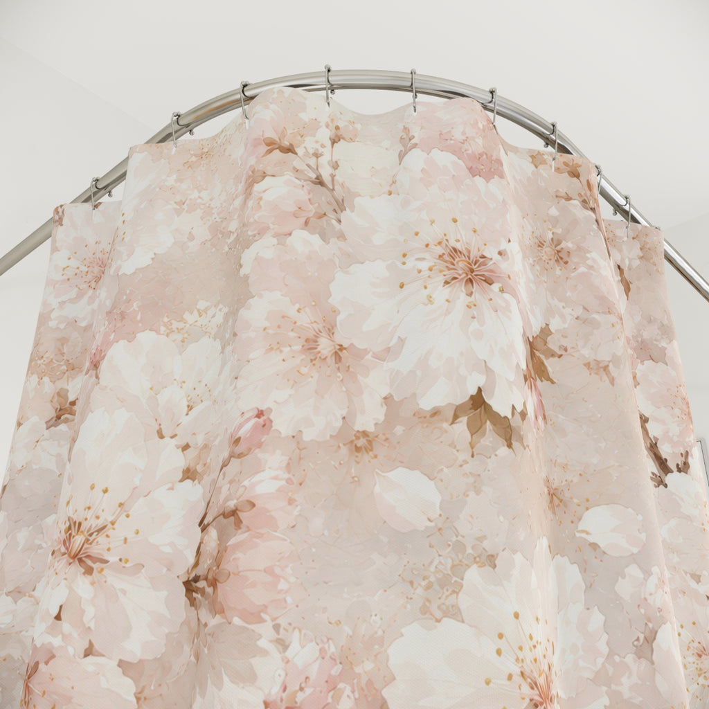 White Cherry Blossom Shower Curtain