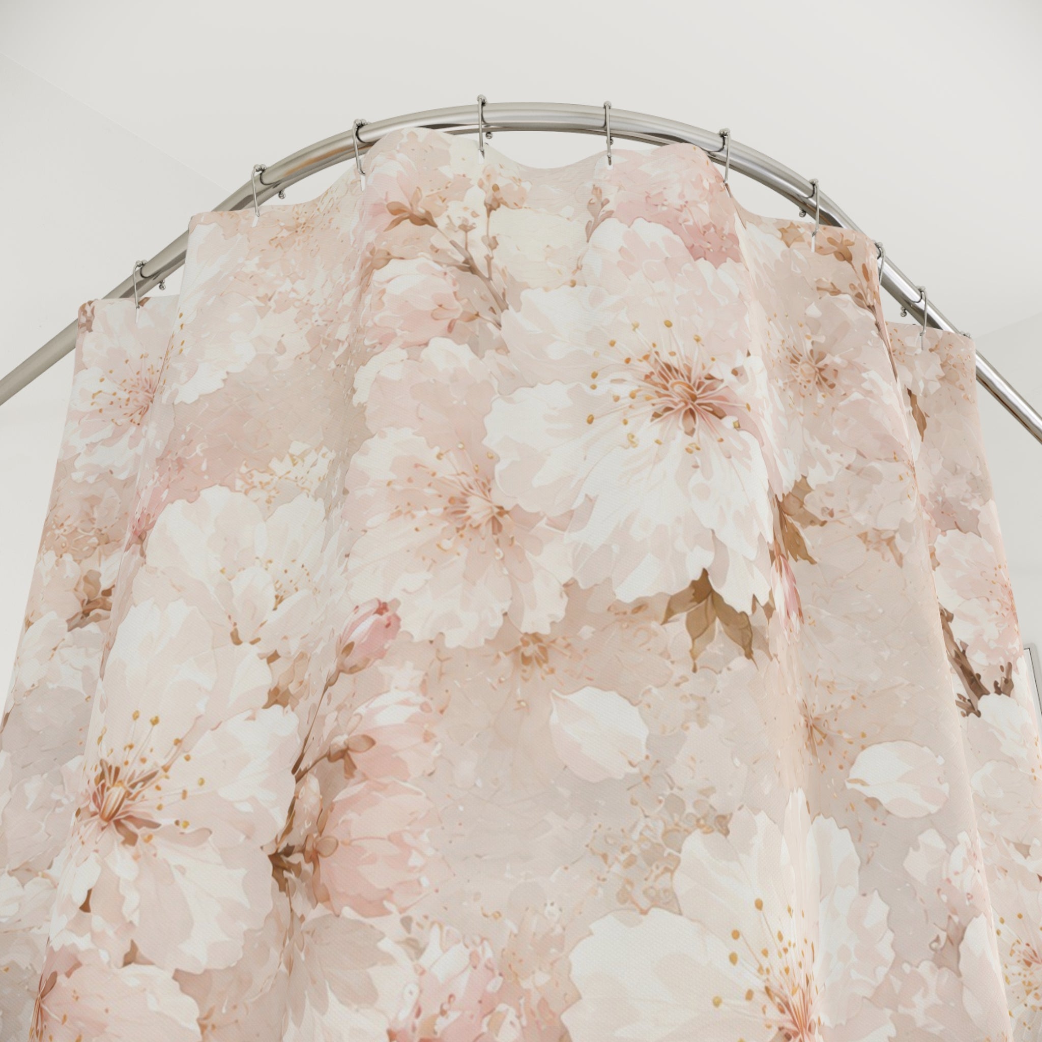 White Cherry Blossom Shower Curtain