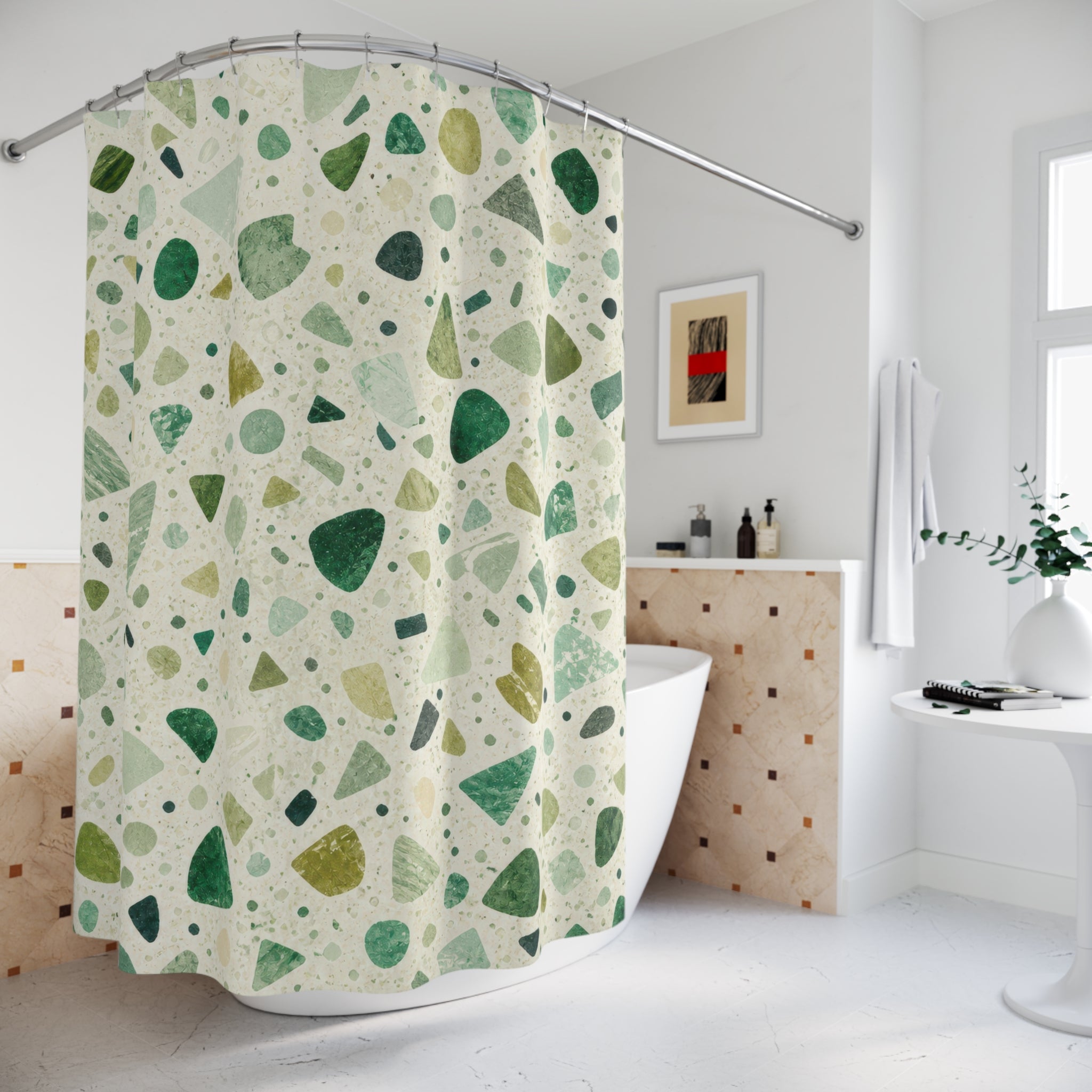 Emerald Sage Speckled Shower Curtain