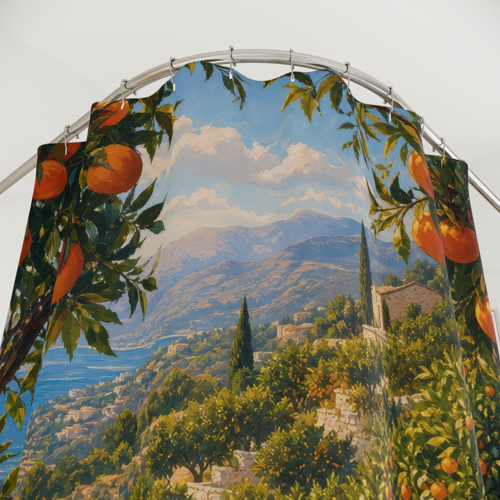 Mediterranean Orange Grove Shower Curtain