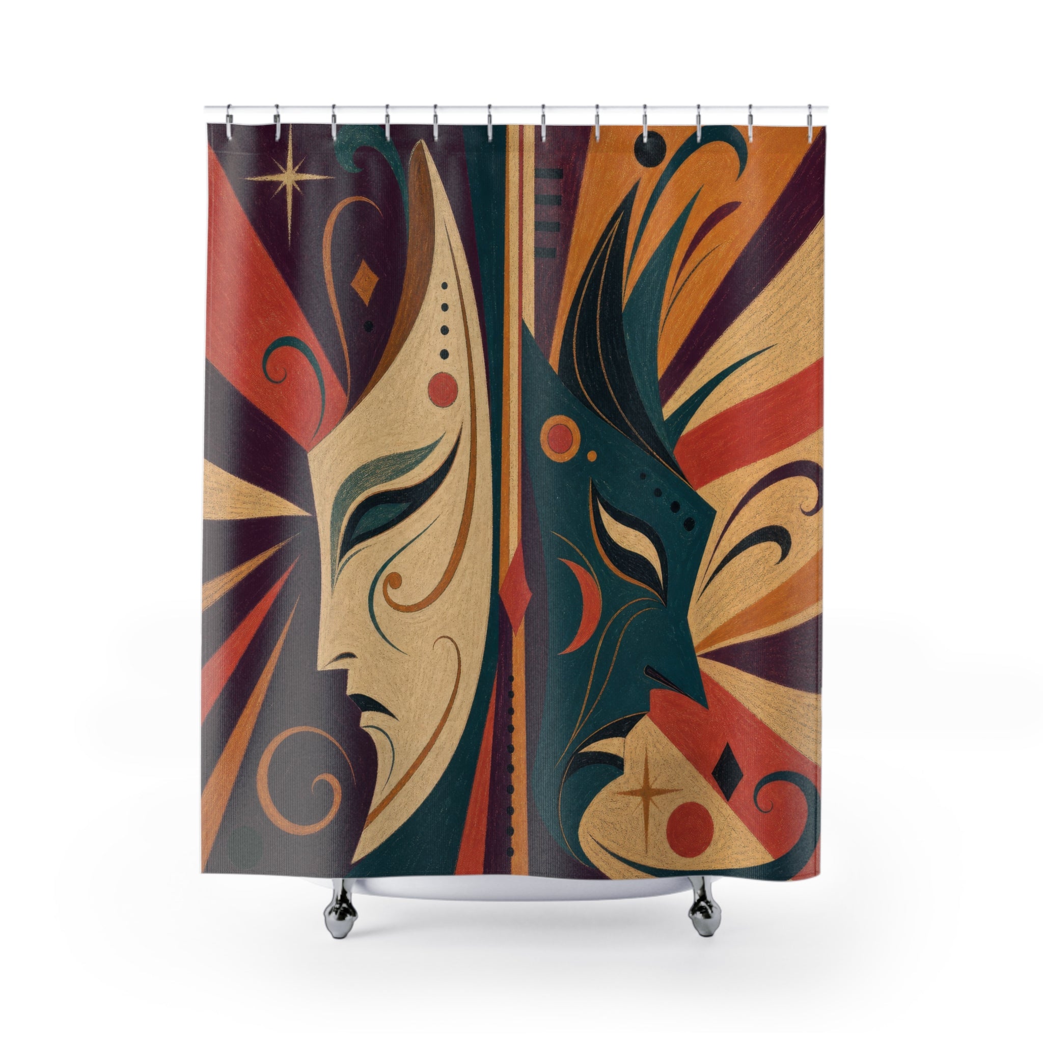 Art Deco Theatrical Mask Shower Curtain