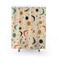 Black Retro Orbit Starburst Shower Curtain