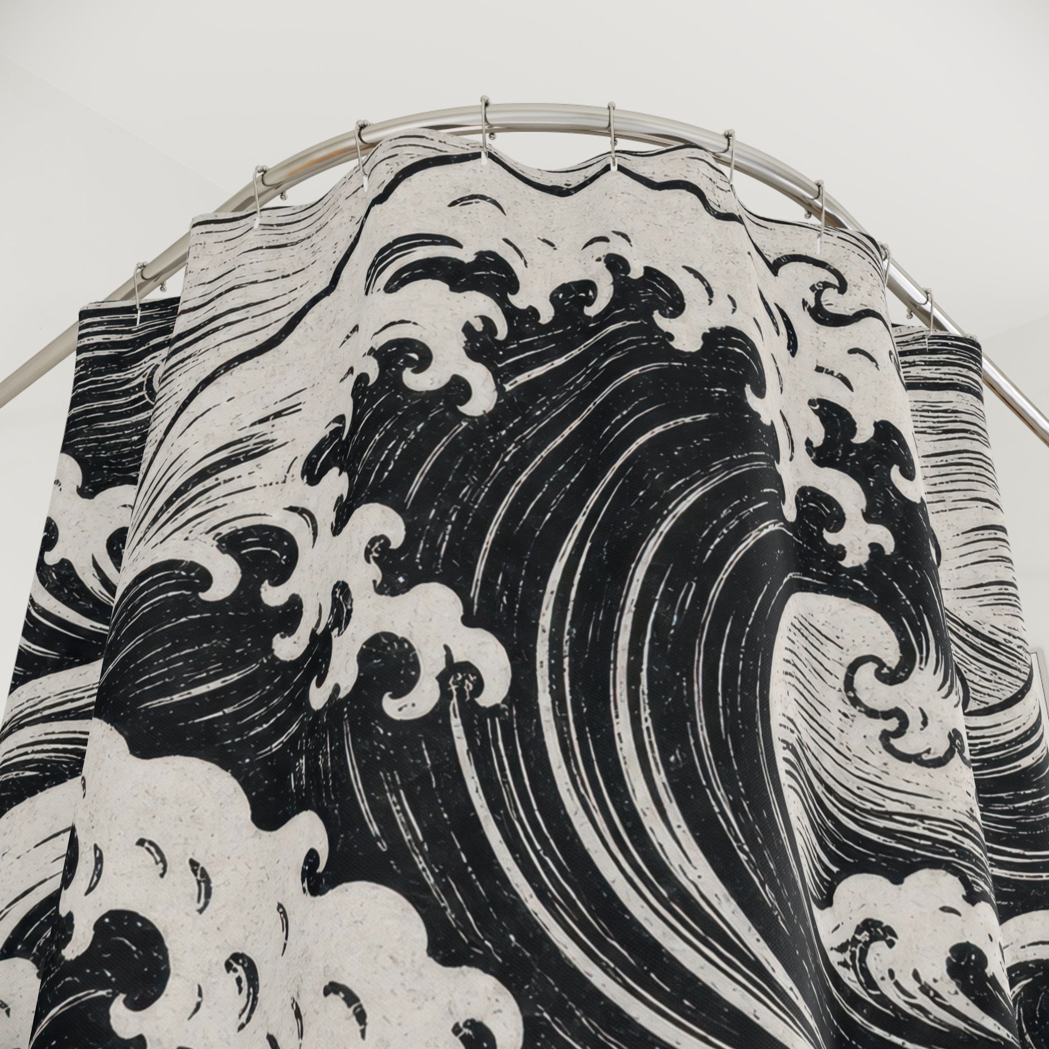 Black White Ocean Shower Curtain