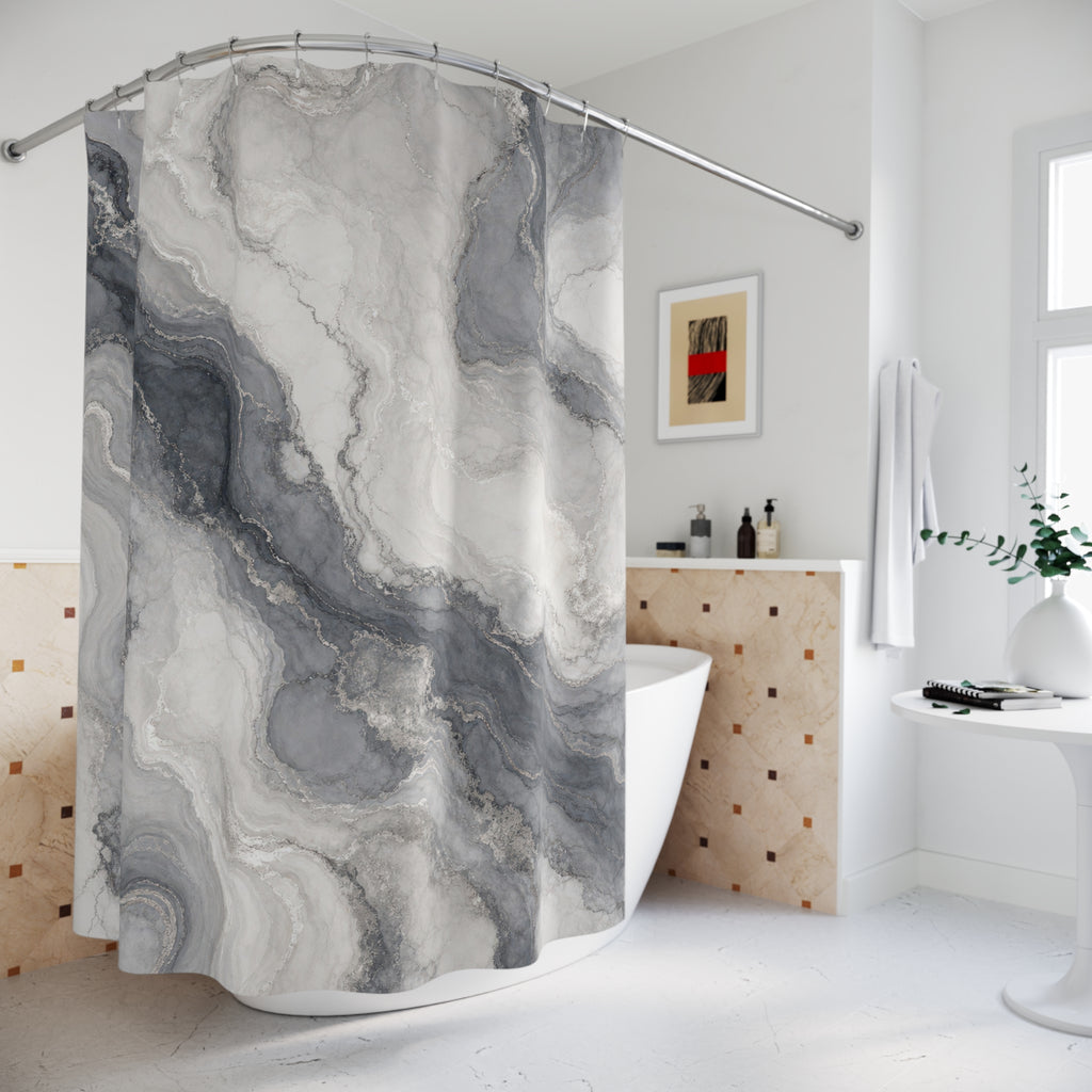 Gray White Stone Texture Shower Curtain