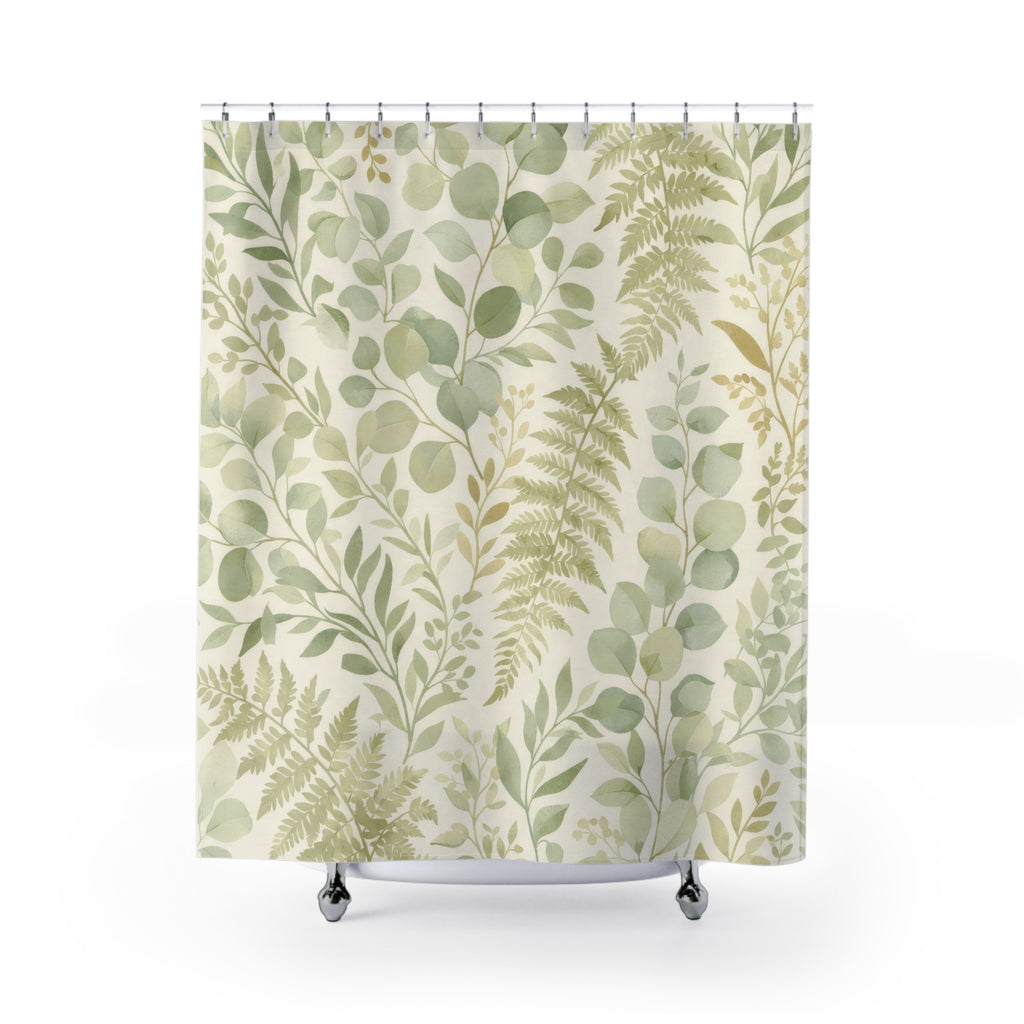 Green Botanical Eucalyptus Shower Curtain