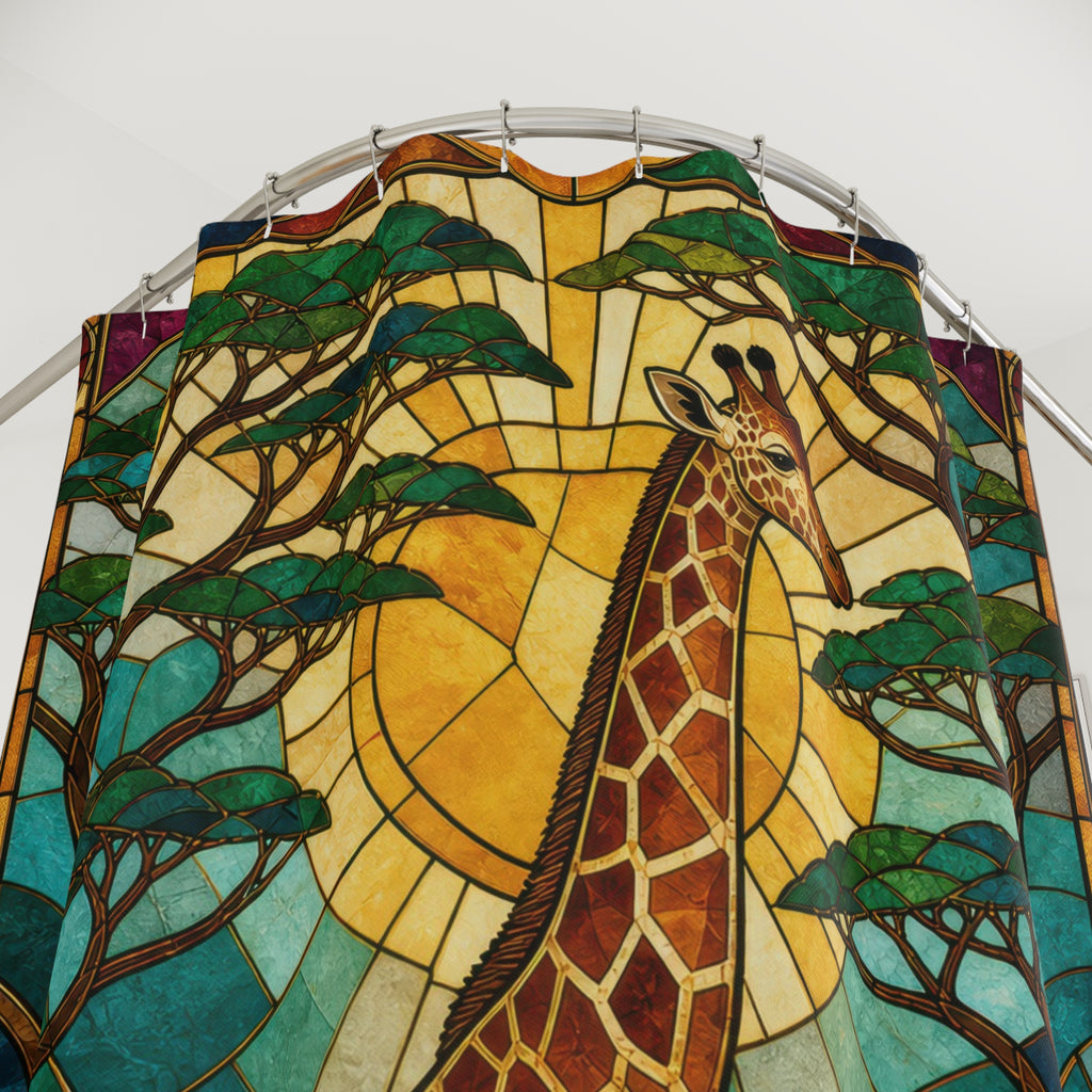 Stained Glass Giraffe Shower Curtain