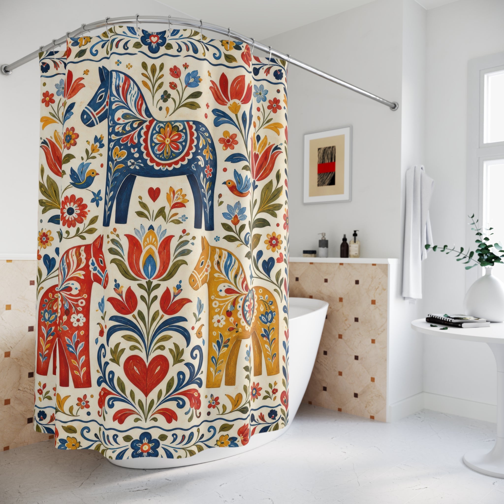 Colorful Folk Animal Unique Elephant Shower Curtain