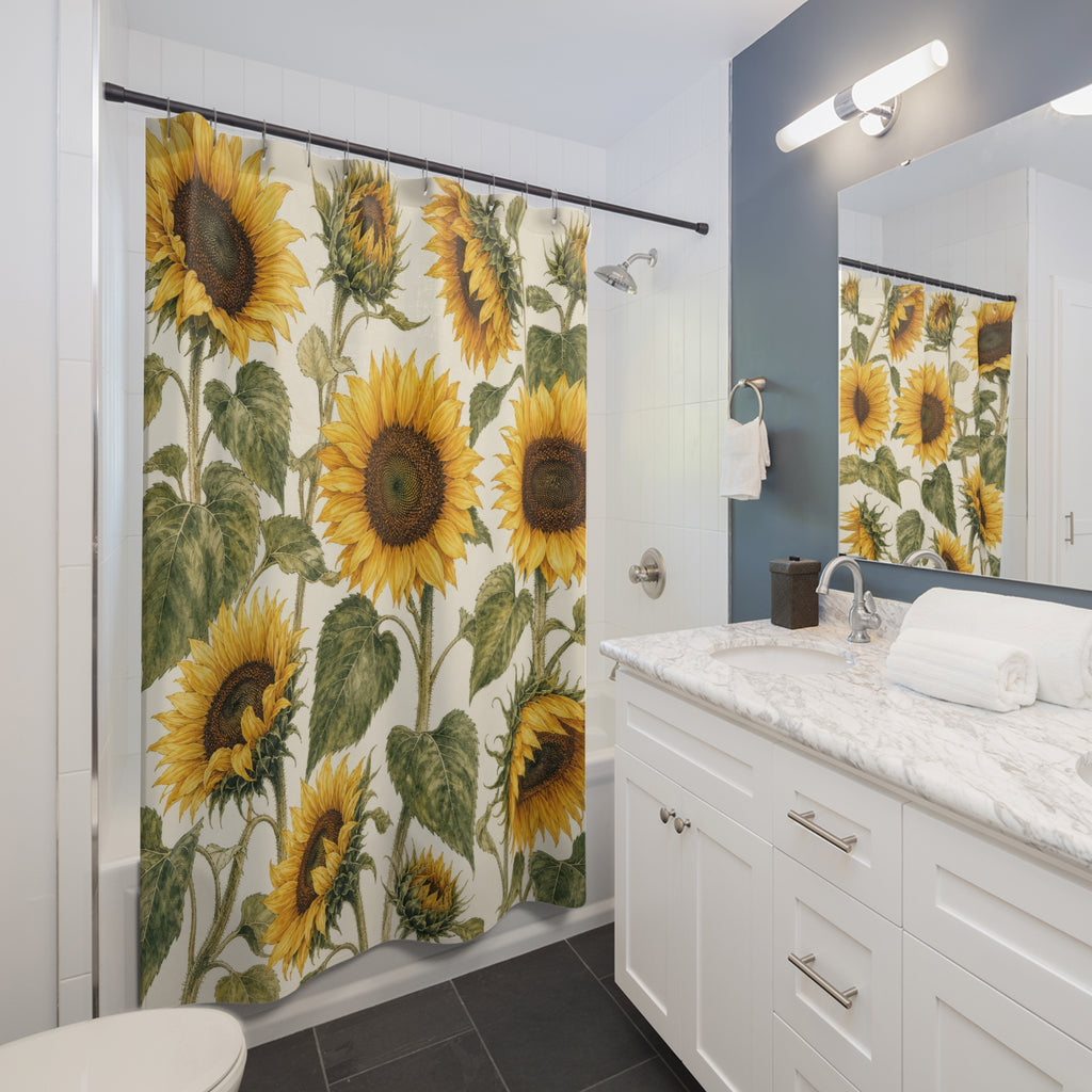 Yellow Flower Botanical Shower Curtain