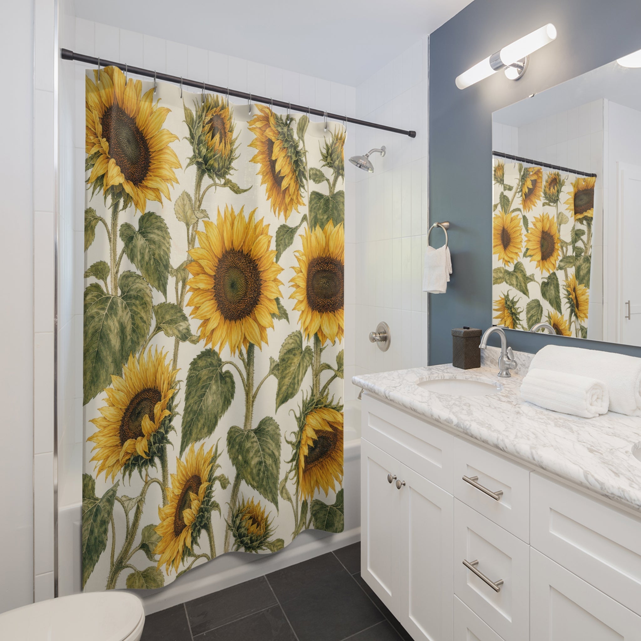 Yellow Flower Botanical Shower Curtain