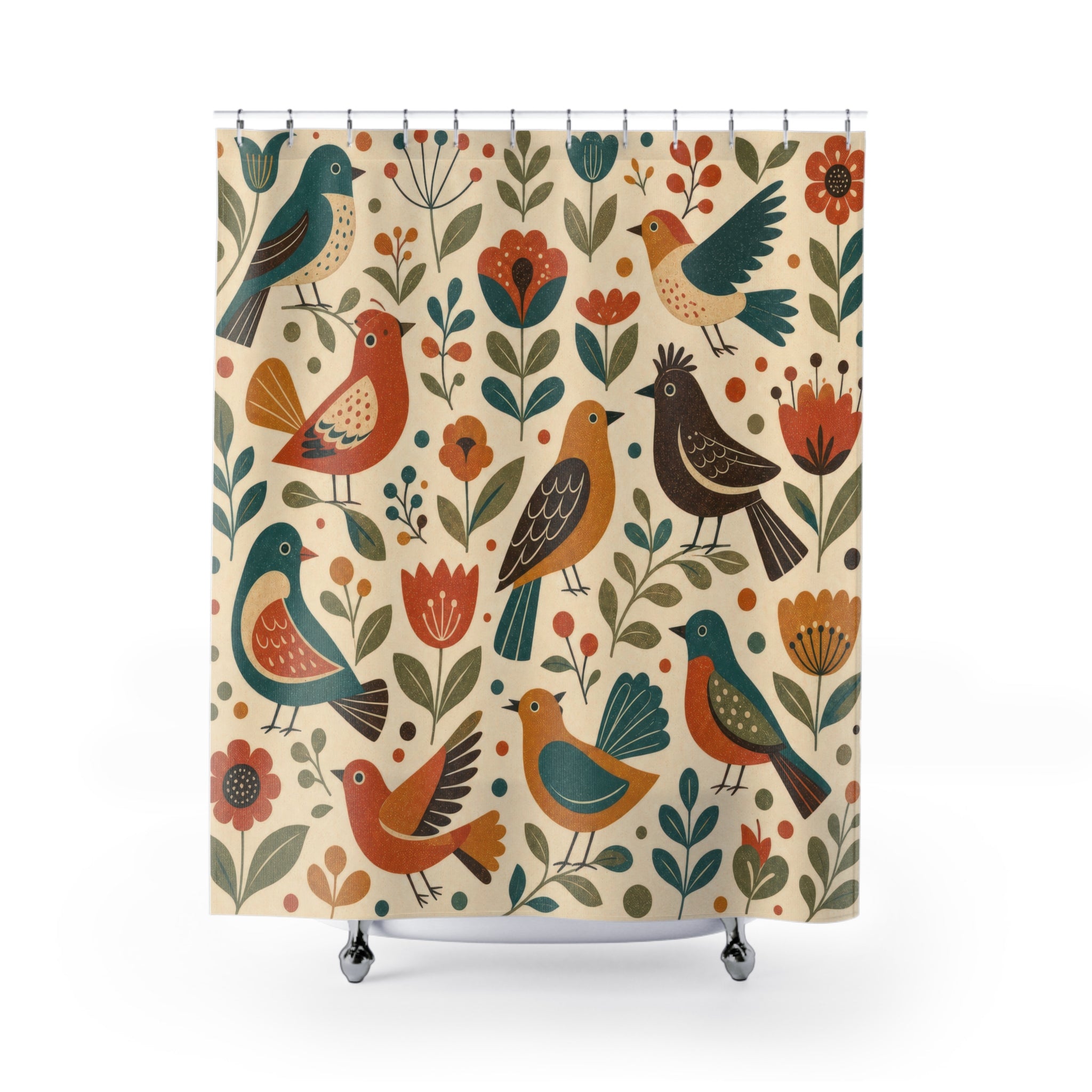 Folk Art Flower Shower Curtain