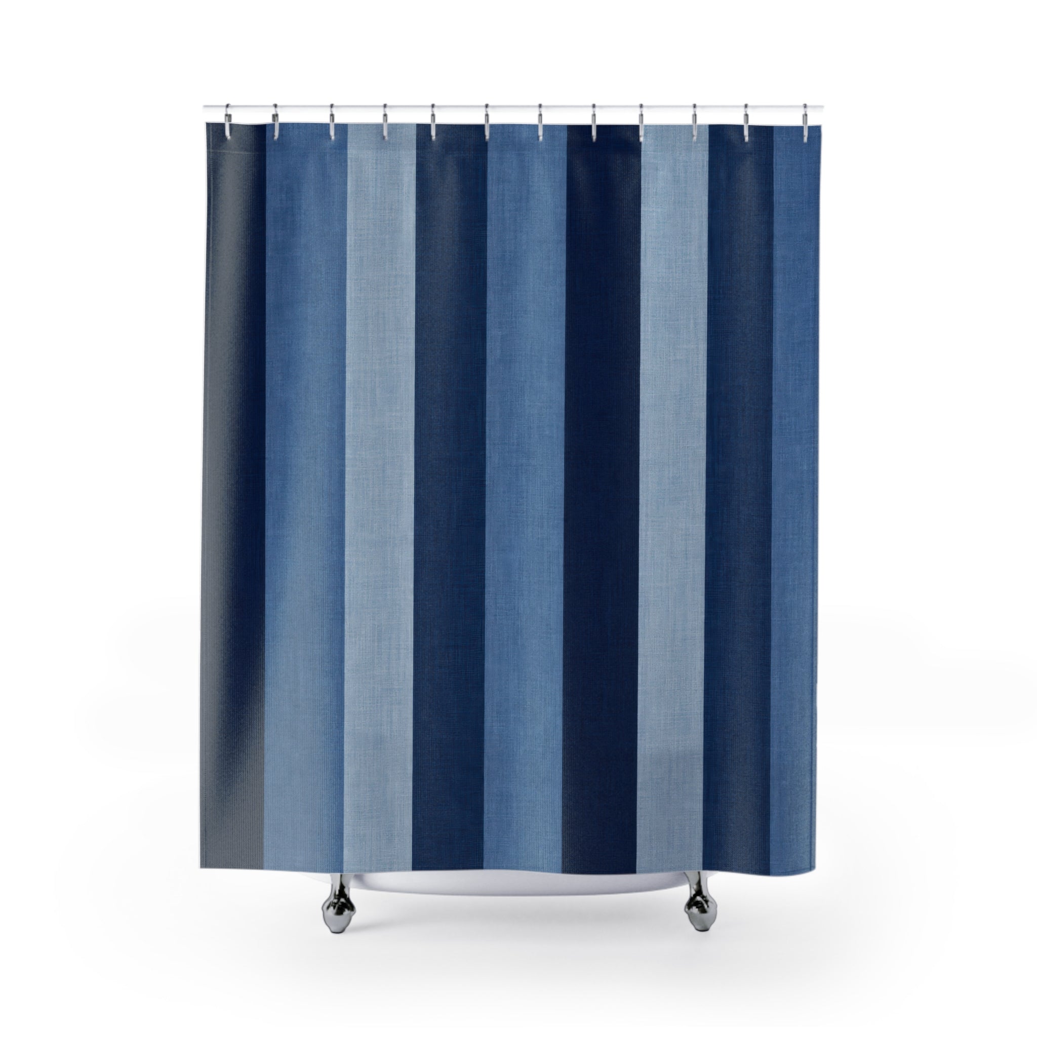Navy Powder Blue Cabana Stripe Shower Curtain