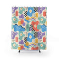 Retro Abstract Flower Repeat 90s Shower Curtain