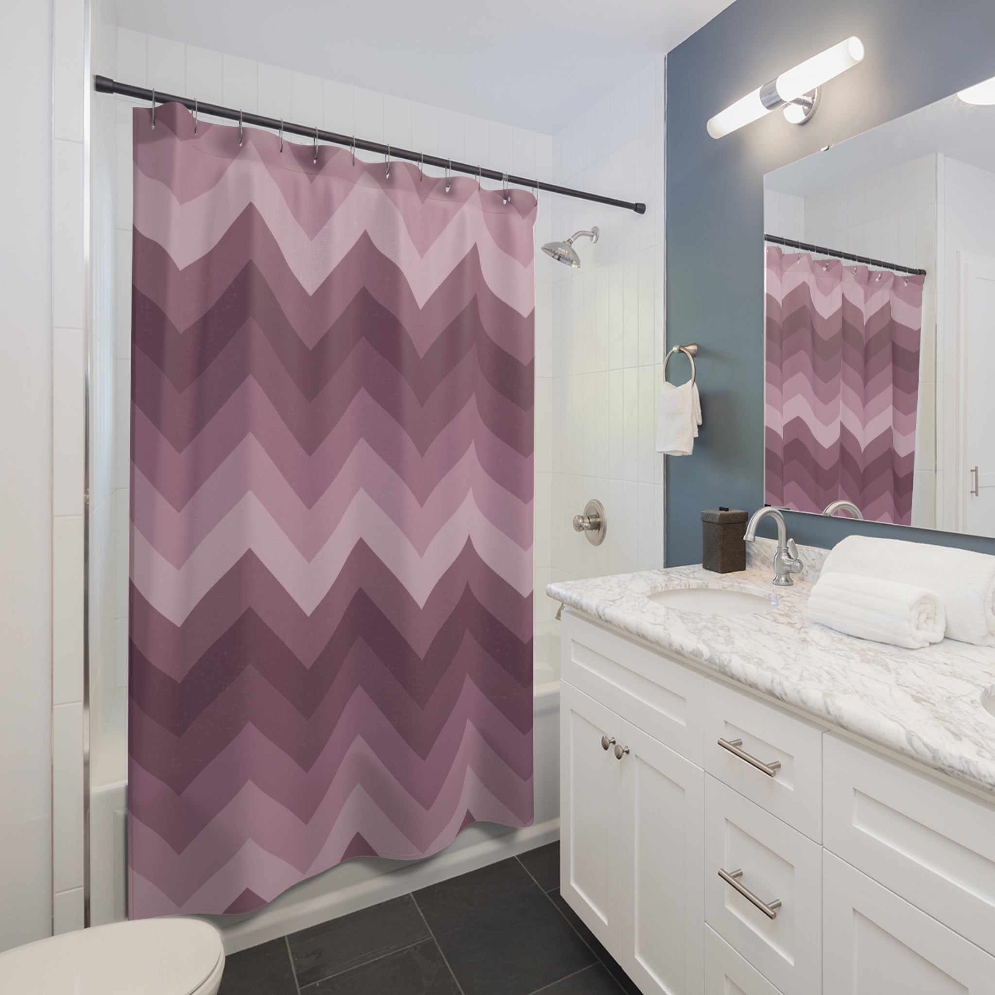 Mauve Shower Curtain: Bargello Zigzag