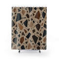 Black Brown Speckled Stone Shower Curtain