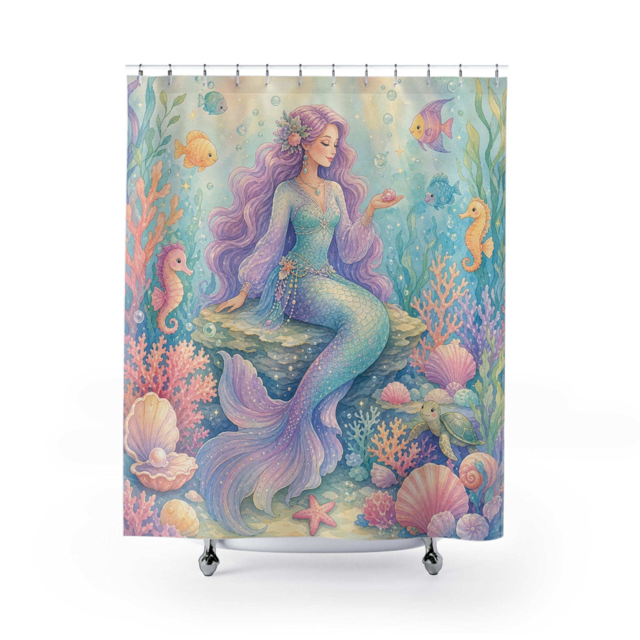 Pastel Shell Garden Shower Curtain