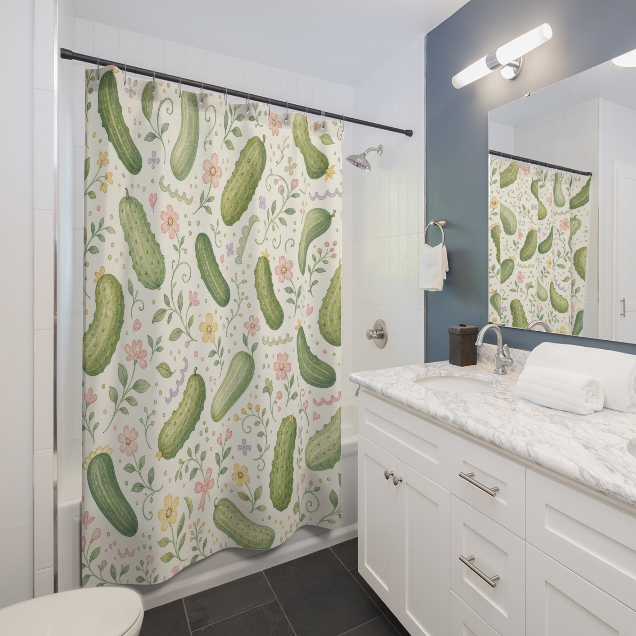 Cute Pickle Green Shower Curtain