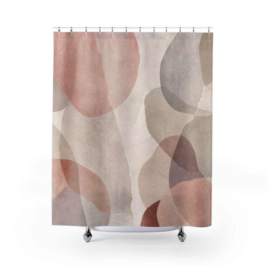 Blush Taupe Abstract Watercolor Shapes Shower Curtain