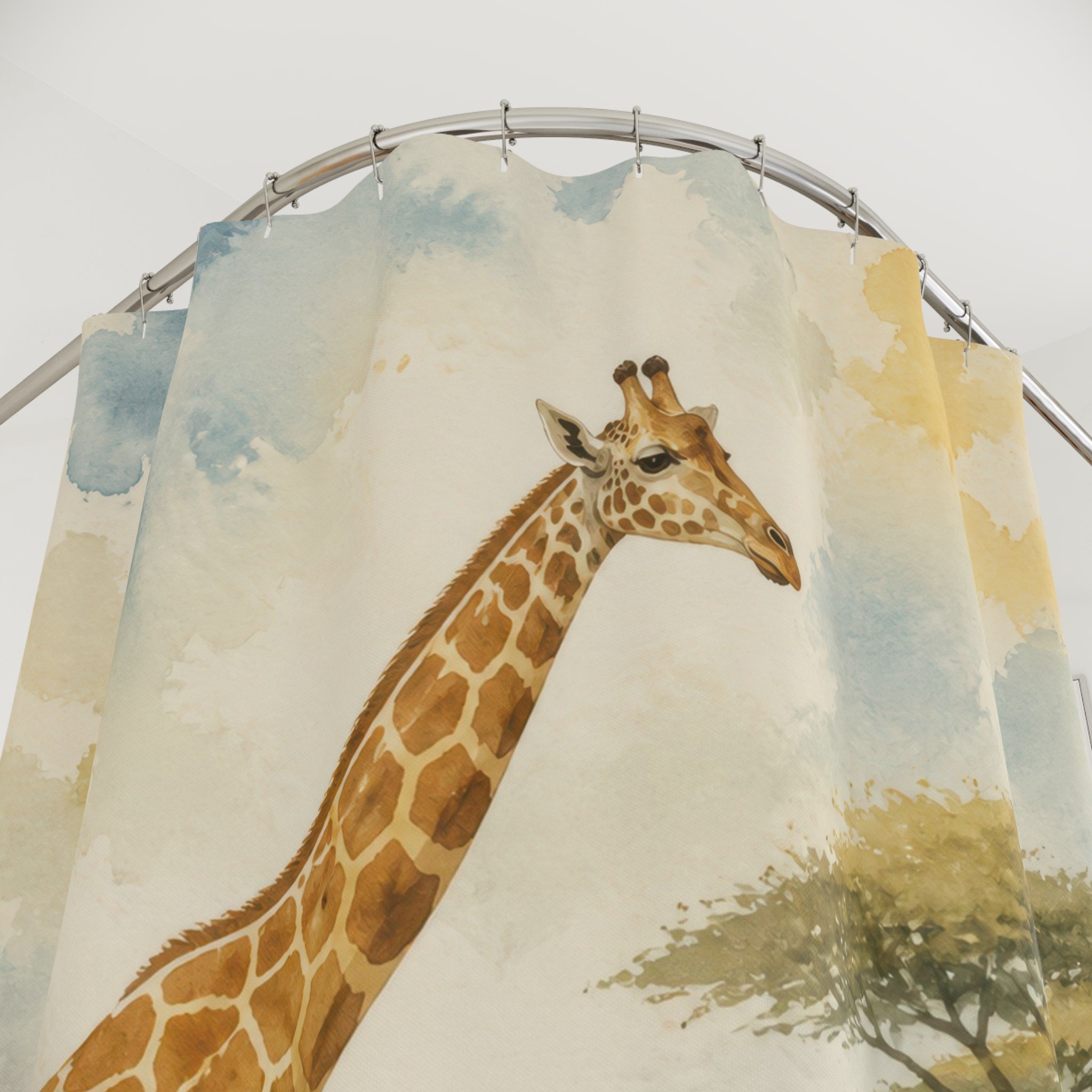 Watercolor Safari Animal Scene Shower Curtain