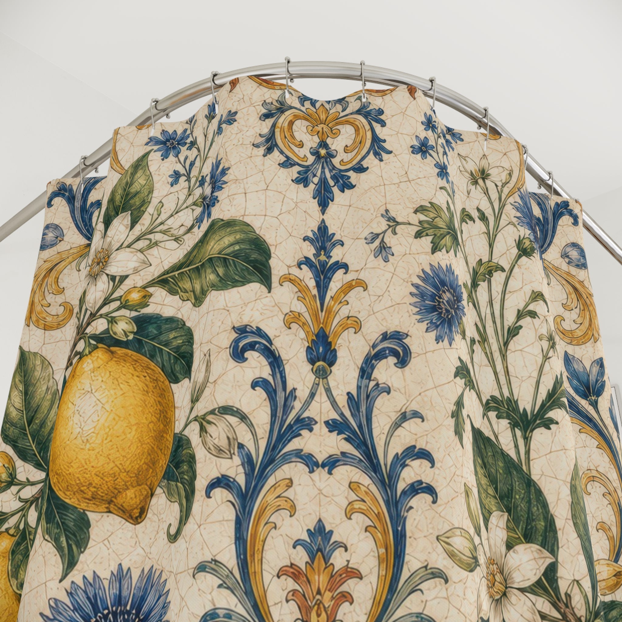 Vintage Lemon Botanical Shower Curtain