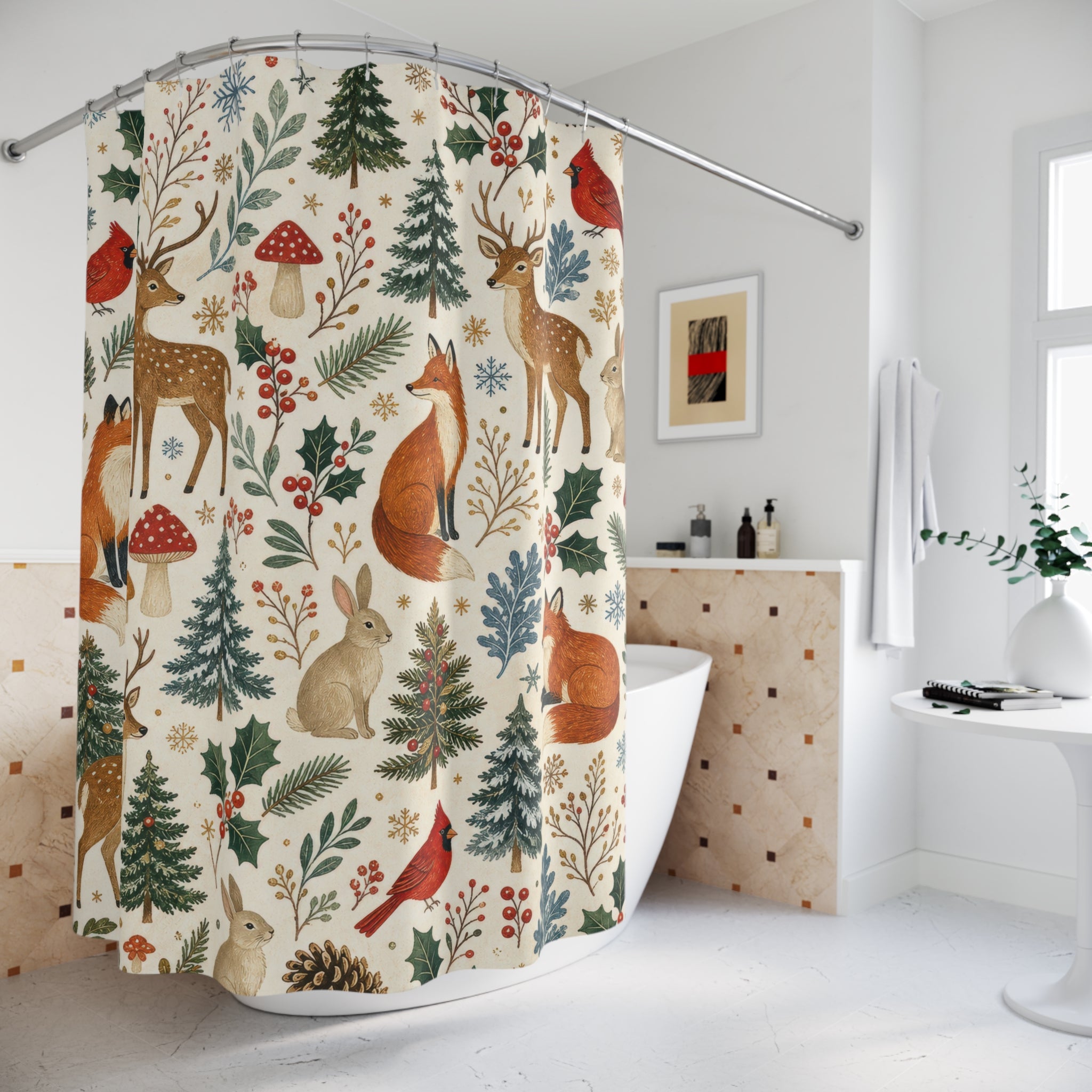 Woodland Animal Tree Shower Curtain