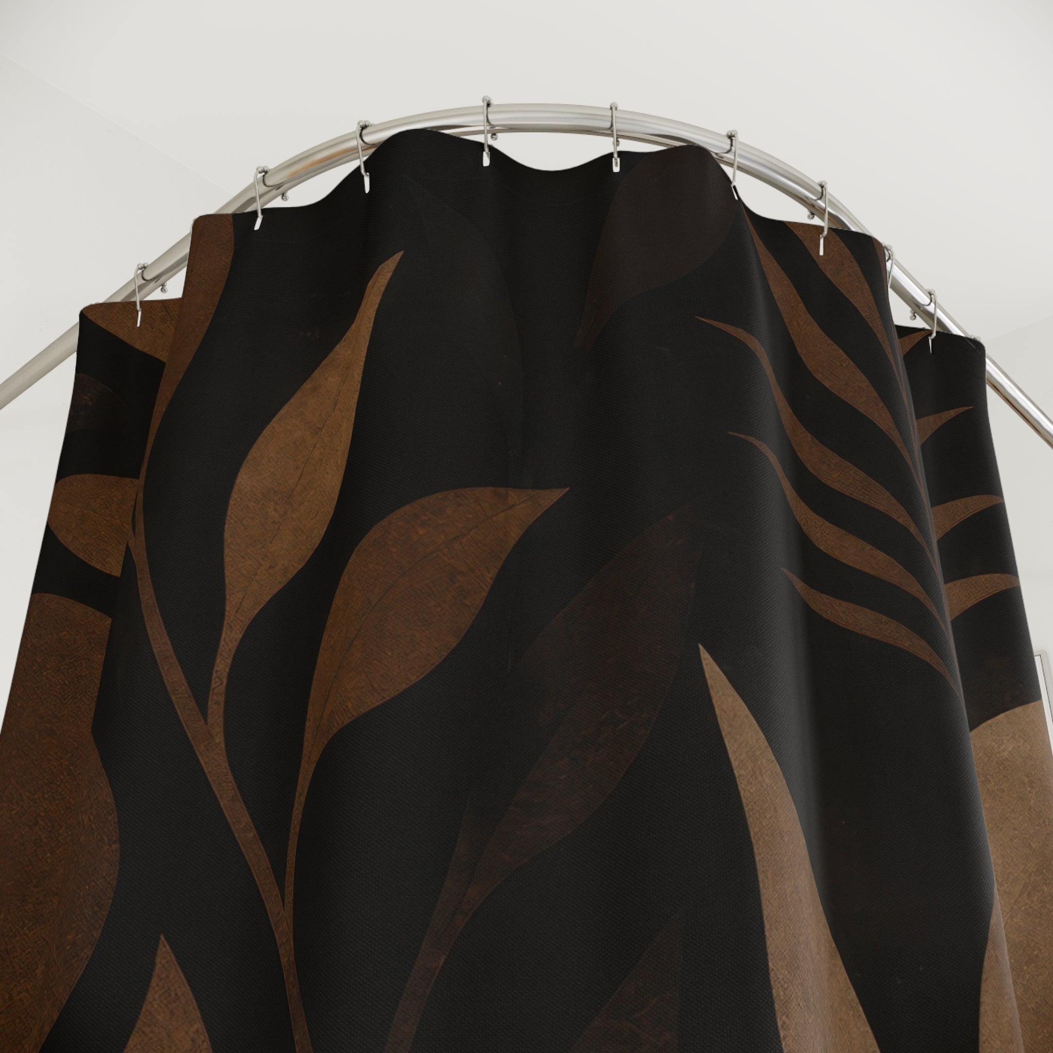 Black Brown Botanical Silhouette Shower Curtain