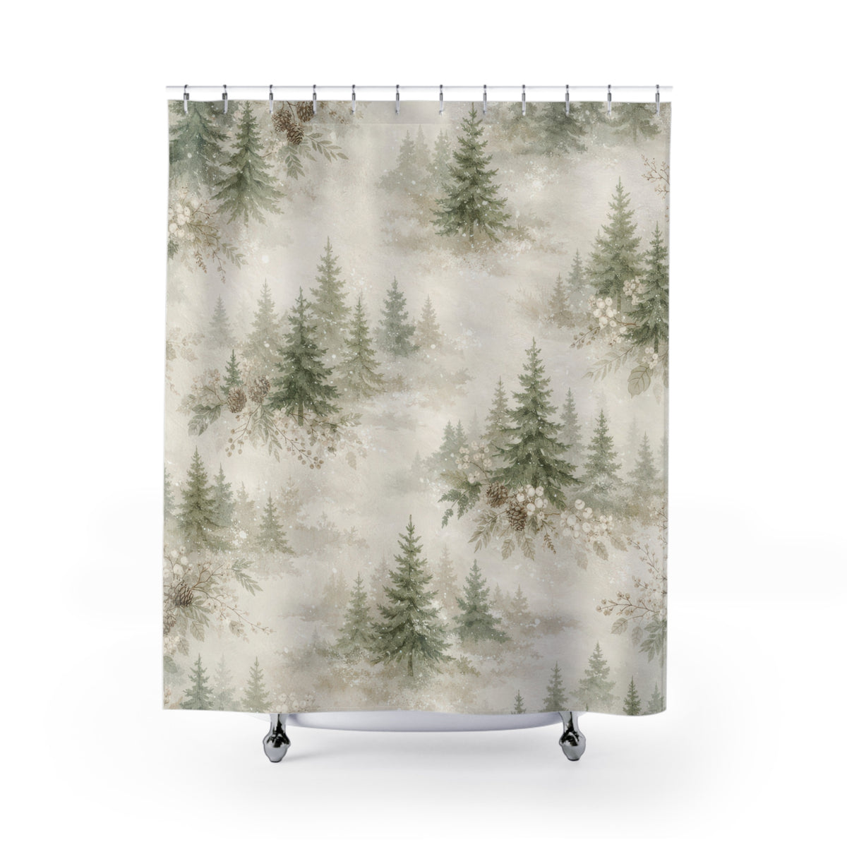 Pine Forest Shower Curtain – Sage Green