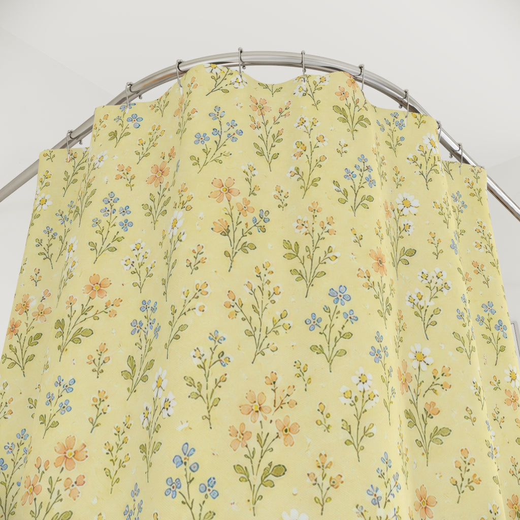 Yellow Sage Ditsy Shower Curtain