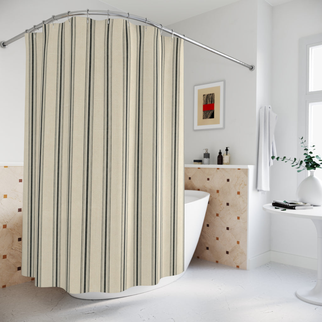 Narrow Black Stripe Shower Curtain